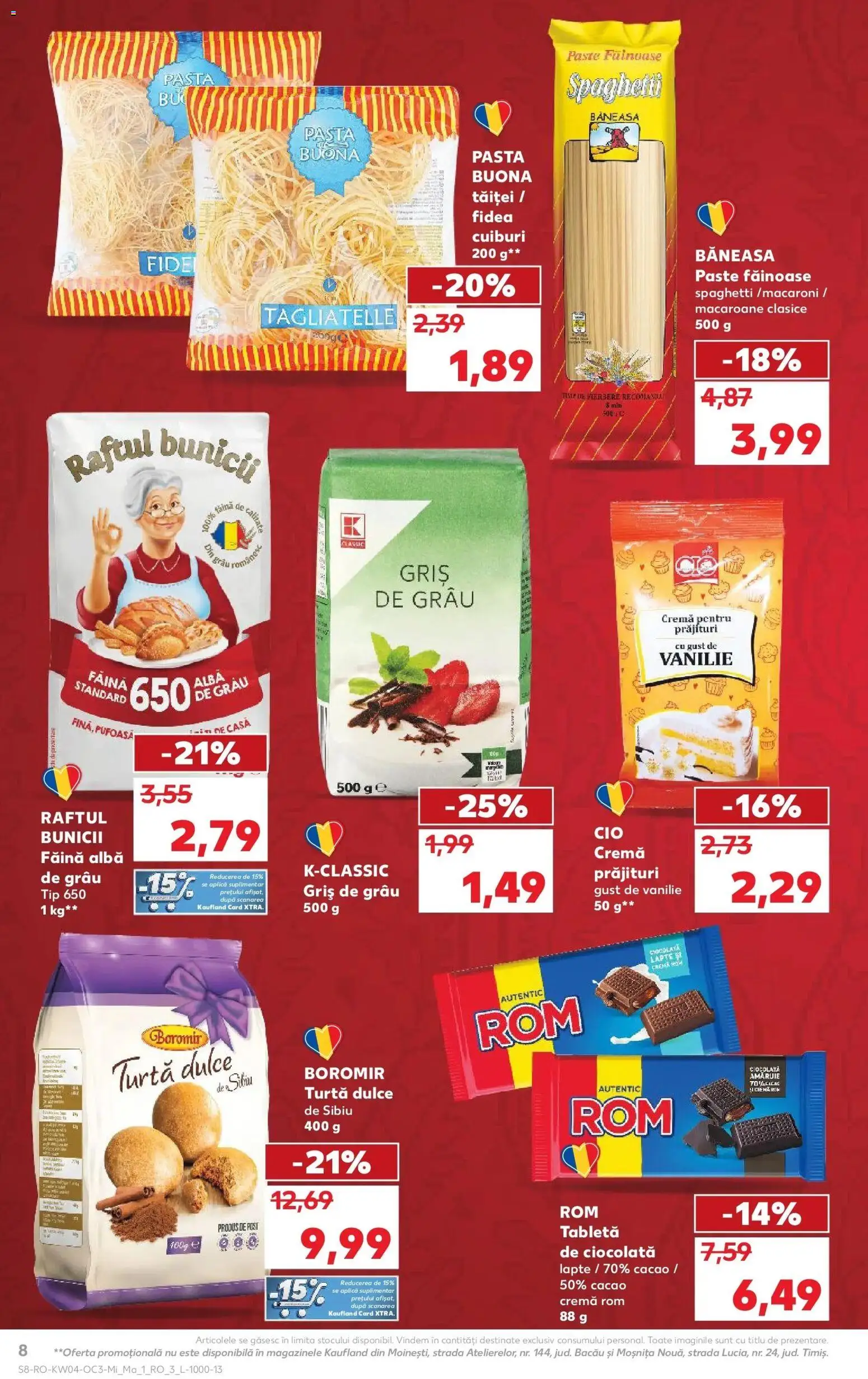 Noul catalog Kaufland – valabil de la 21.01.2026 | Pagină: 8 | Produse: Lapte, Ciocolată, Făină, Paste