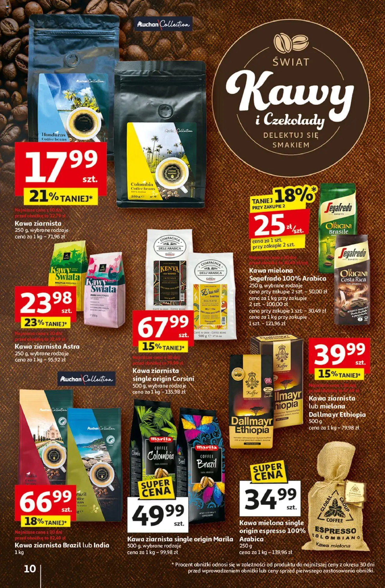 Auchan Gazetka - Wielkie przeboje cenowe Hipermarket od 23.10.2025 | Strona: 10 | Produkty: Czekolady, Kawa ziarnista, Kawa