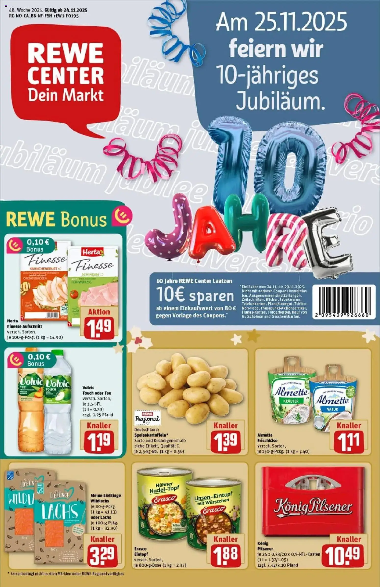 Rewe prospekt Laatzen	 – gültig ab 23.11.2025 | Seite: 1 | Produkte: Volvic touch, Lachs, Tee, Erasco