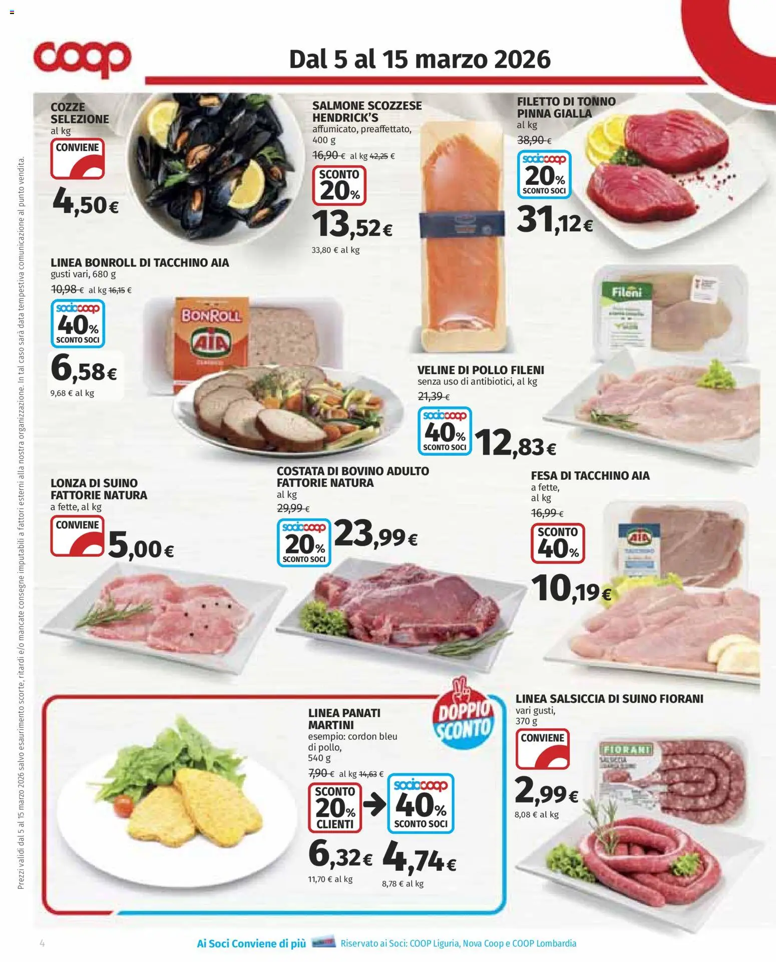 Volantino COOP del 05.03.2026 | Pagina: 4 | Prodotti: Pollo, Salmone, Salsiccia, Data