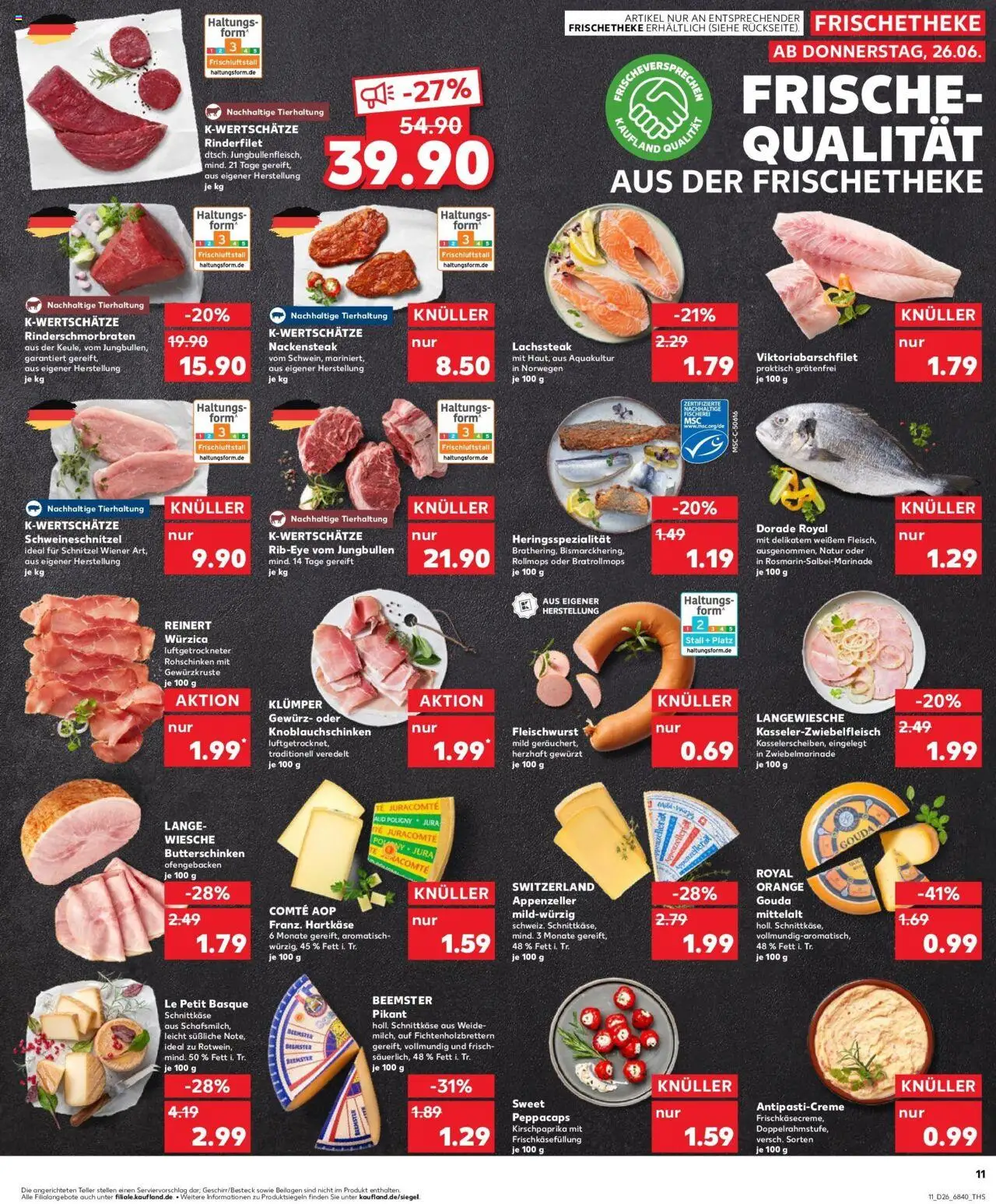 Kaufland prospekt Delmenhorst	 - gültig ab dem 25.06.2025 | Seite: 11 | Produkte: Dorade, Rinderfilet, Gouda, Schnitzel