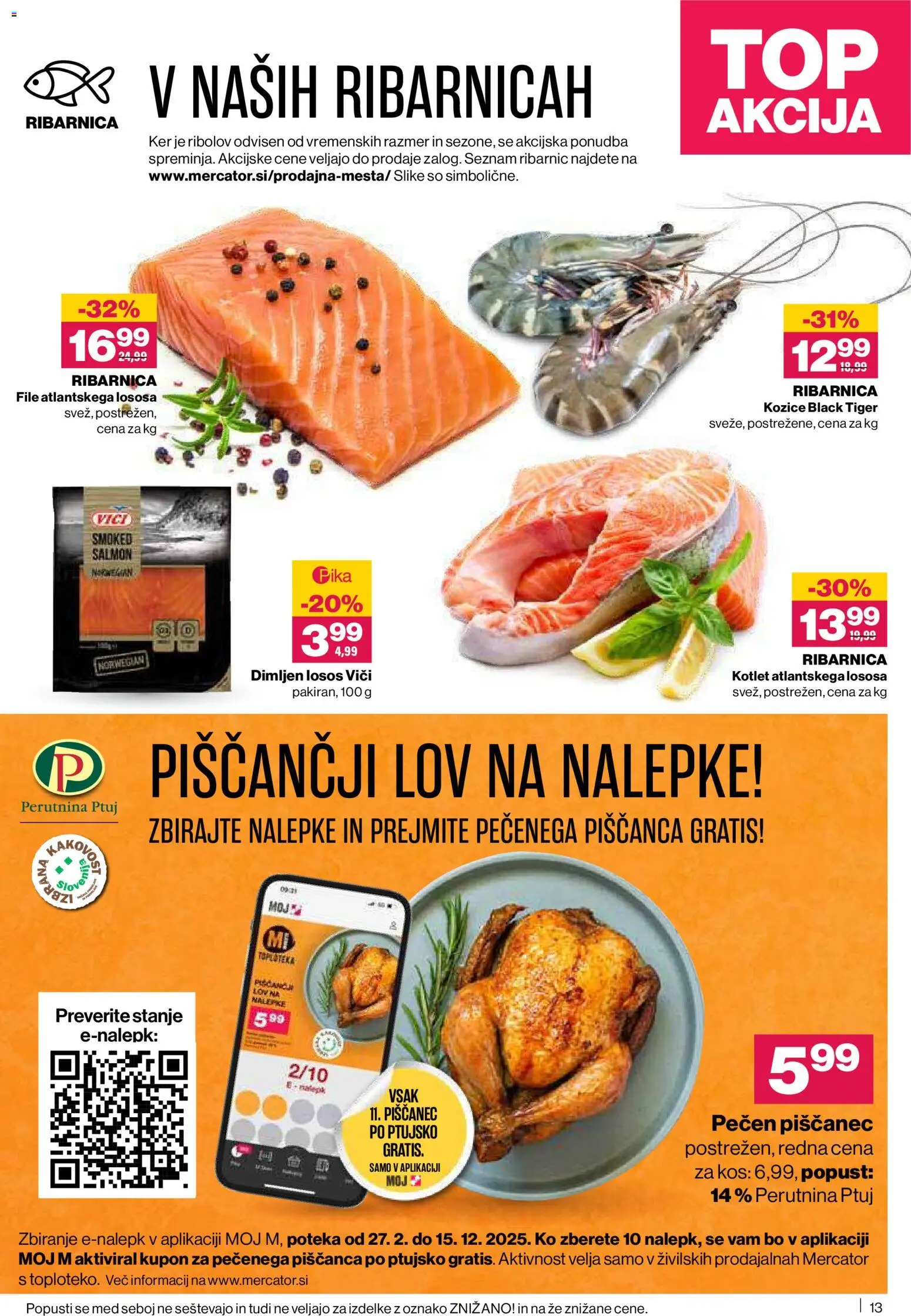 Novi Mercator katalog ponudbe – veljaven od 20.11.2025 | Stran: 13 | Izdelki: Kozice, Losos, Kos