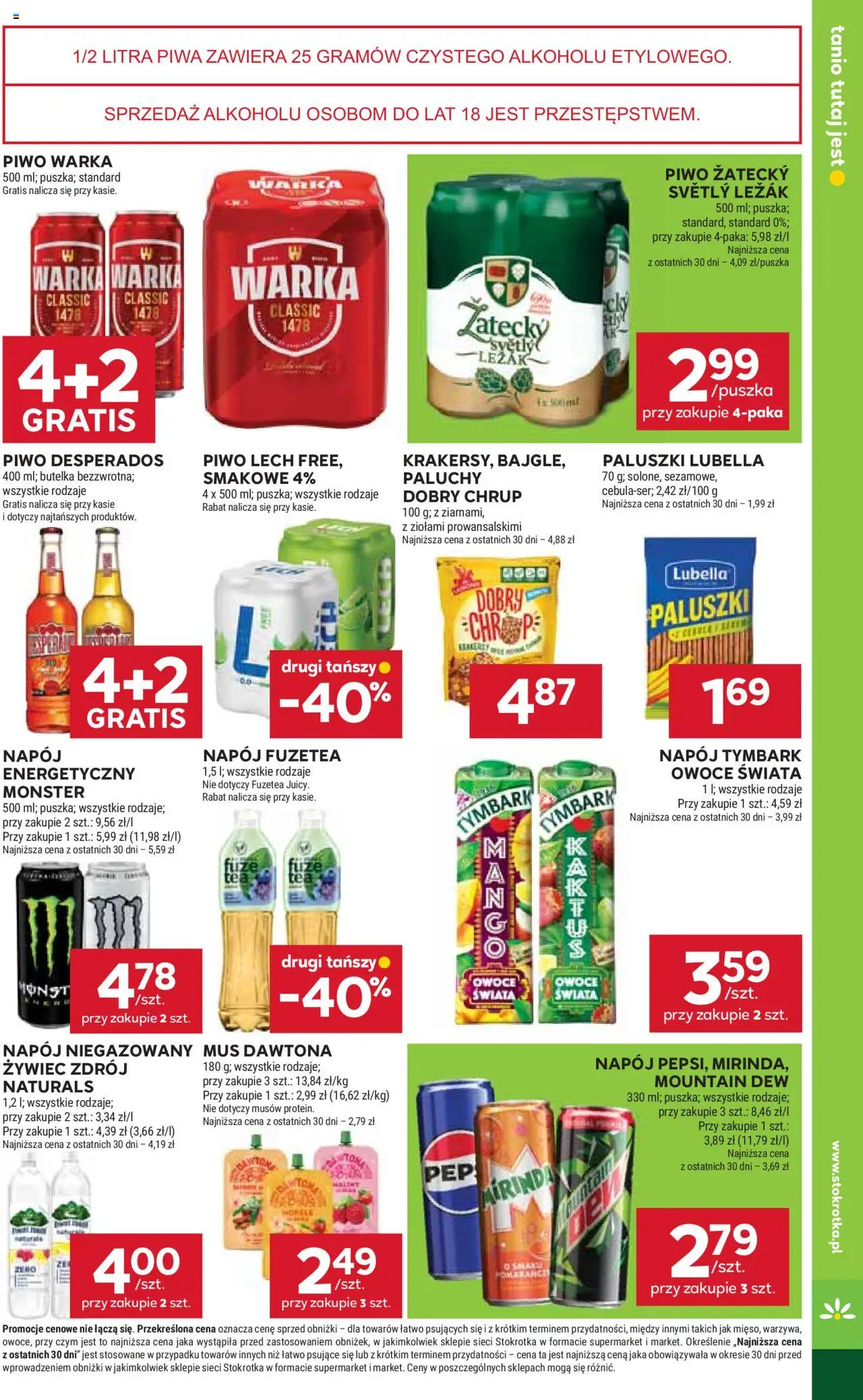 Stokrotka Gazetka - Market od 02.10.2025 | Strona: 25 | Produkty: Piwo Desperados, Warka, Piwo Warka, Owoce