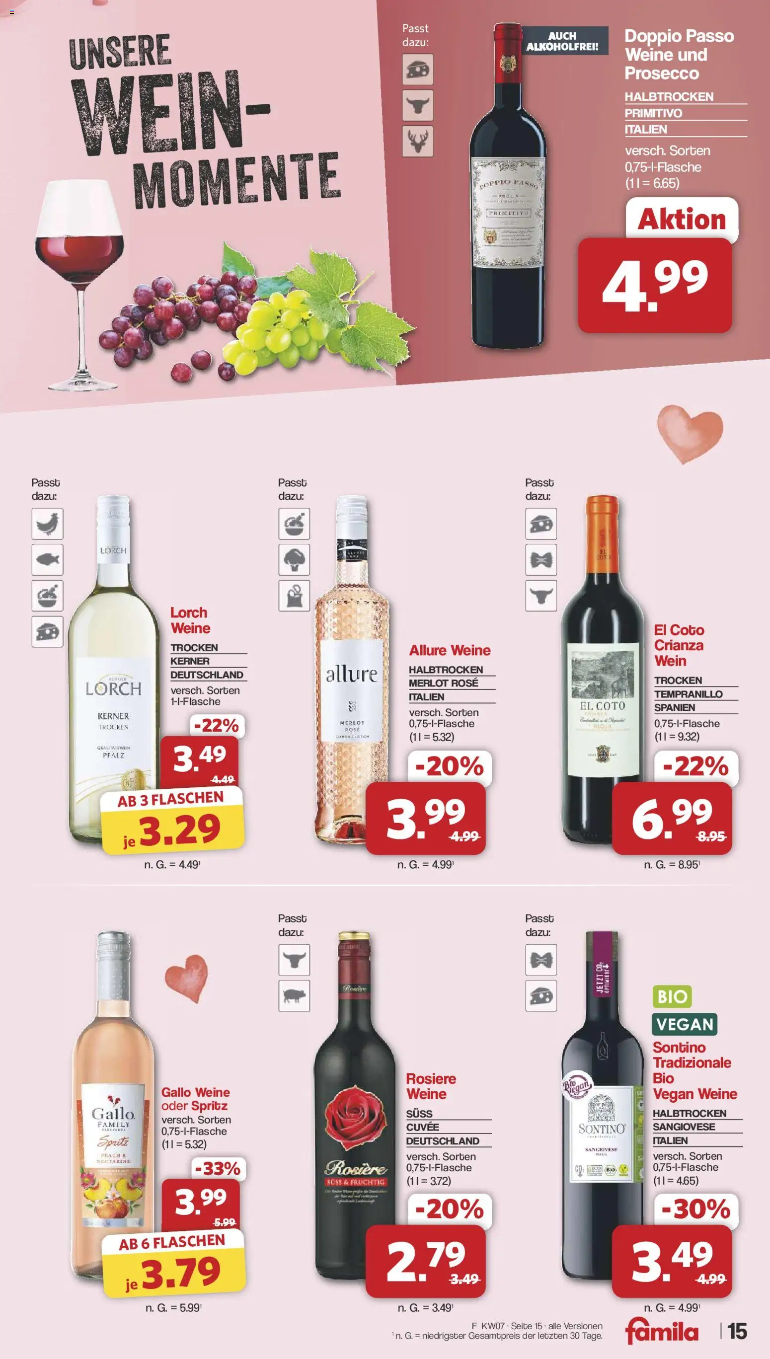 Famila Nordwest Prospekt 	 – gültig ab 08.02.2026 | Seite: 15 | Produkte: Sprite, Merlot, Prosecco, Wein