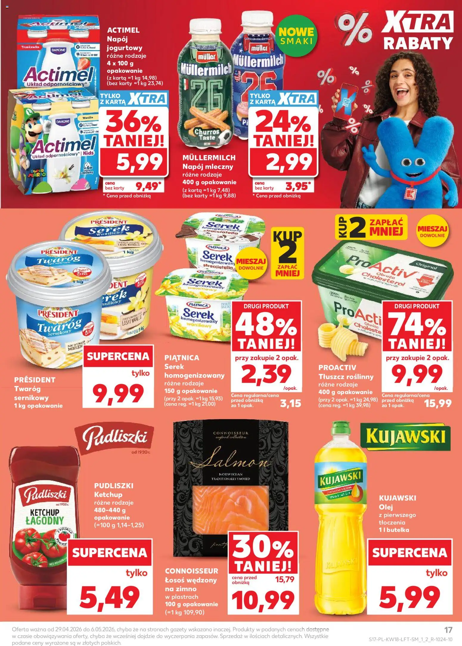 Kaufland Polsko leták od 29.04.2026 | Strana: 17 | Produkty: Olej, Losos, Actimel, Karty