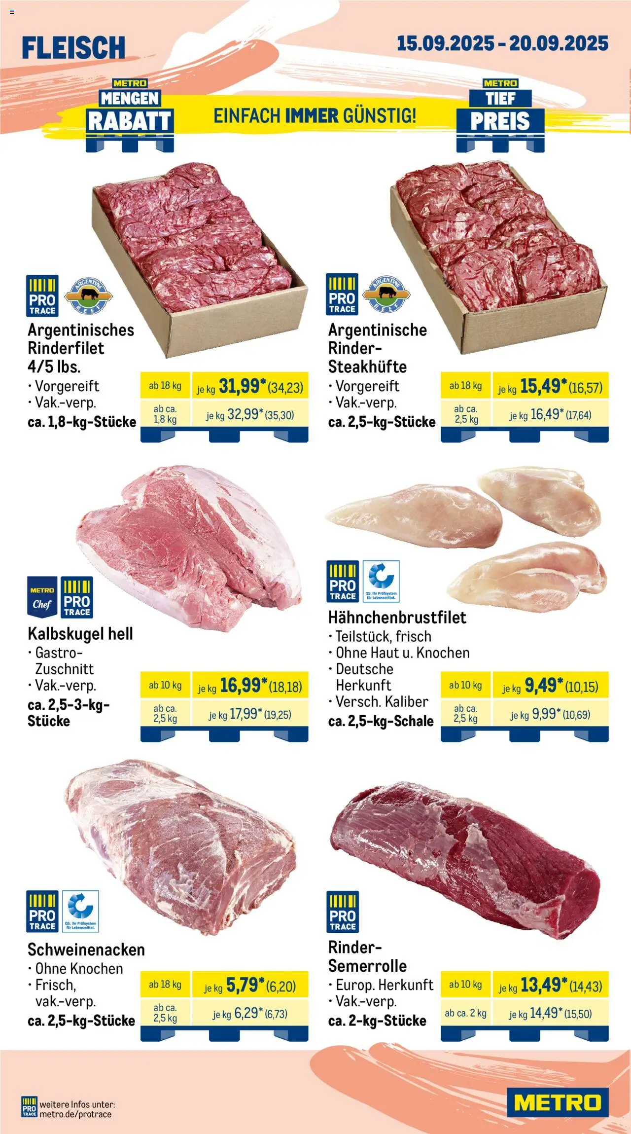 Metro Wochen-Angebote Gastro – gültig ab 15.09.2025 | Seite: 2 | Produkte: Rinderfilet, Schweinenacken, Fleisch