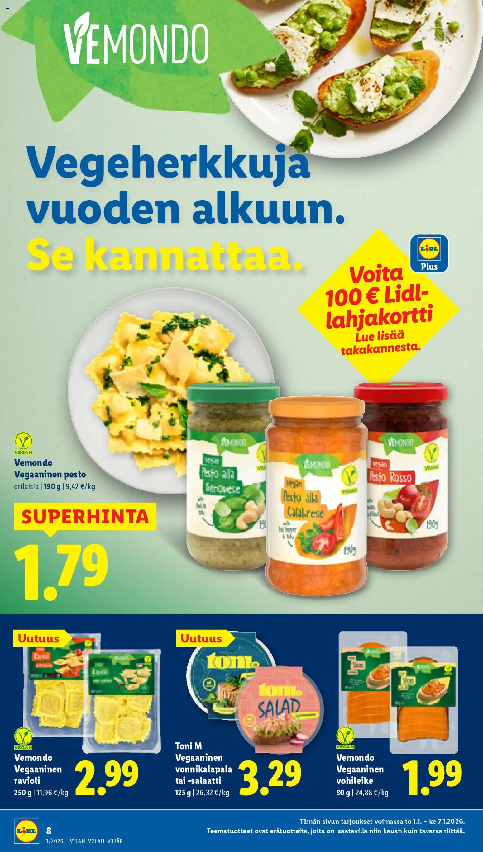 Lidl tarjoukset - Helsinki – voimassa 01.01.2026 alkaen | Sivu: 8 | Tuotteet: Ravioli, Pesto, Salaatti