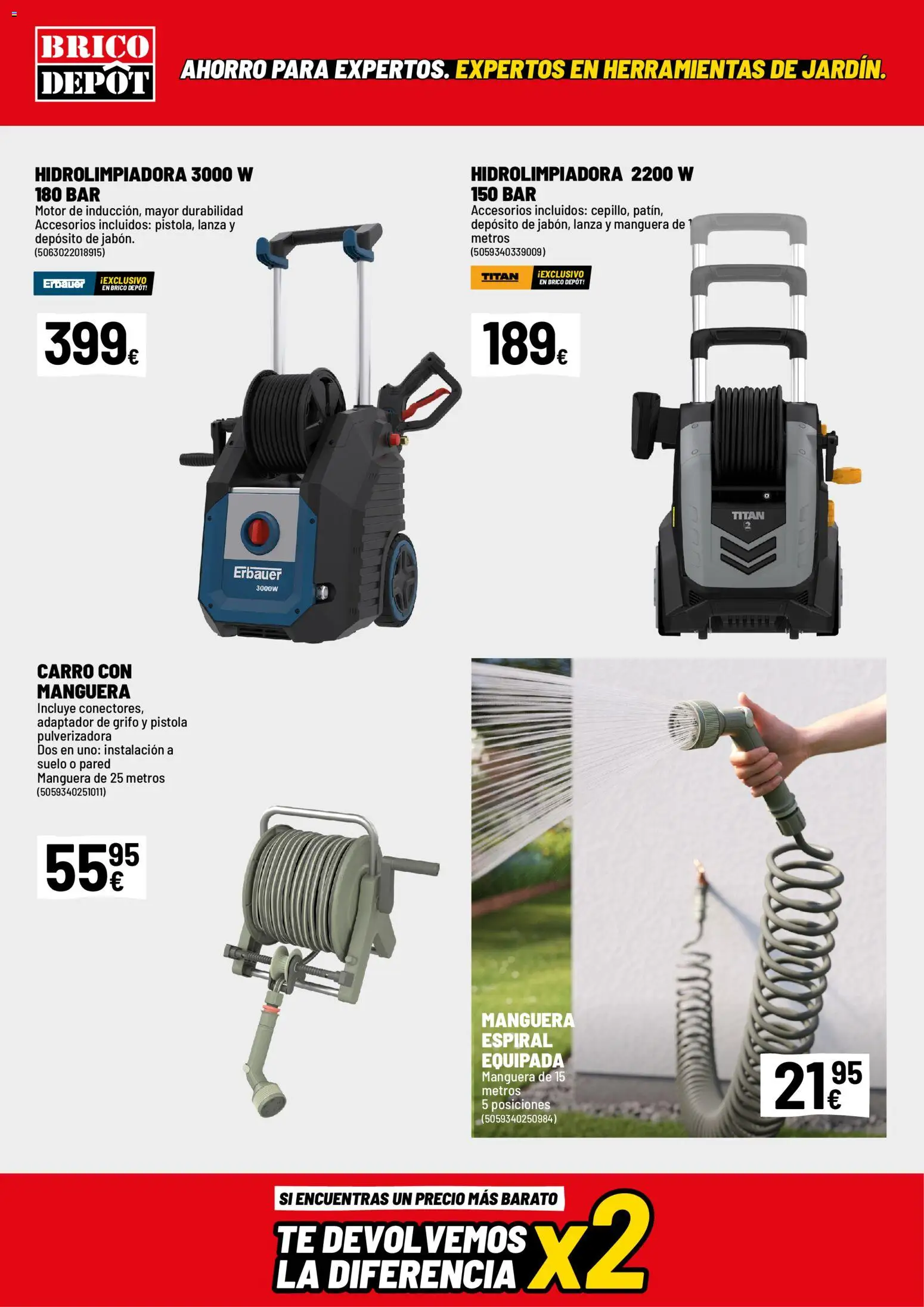 Brico Depôt folleto │ válido desde el 24.04.2026 | Página: 14 | Productos: Hidrolimpiadora, Manguera, Té, Adaptador