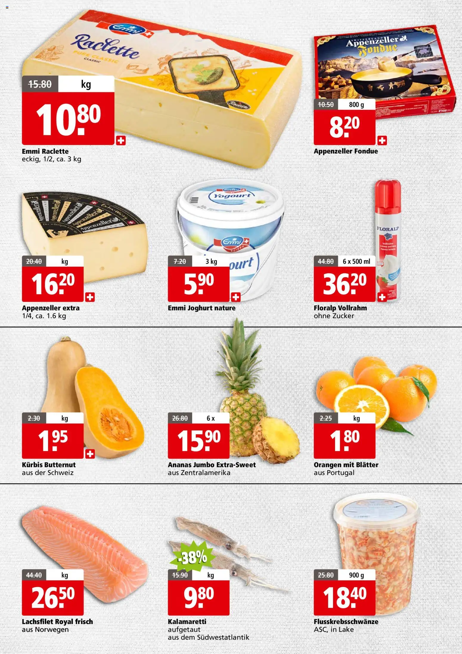 Aligro Aktionen Business Schlieren, Gossau SG, Frauenfeld, Rapperswil-Jona, Sargans, Bern, Brüttisellen, Pratteln, Emmen, Spreitenbach – gültig ab 08.12.2025 | Seite: 2 | Produkte: Orangen, Ananas, Zucker, Raclette