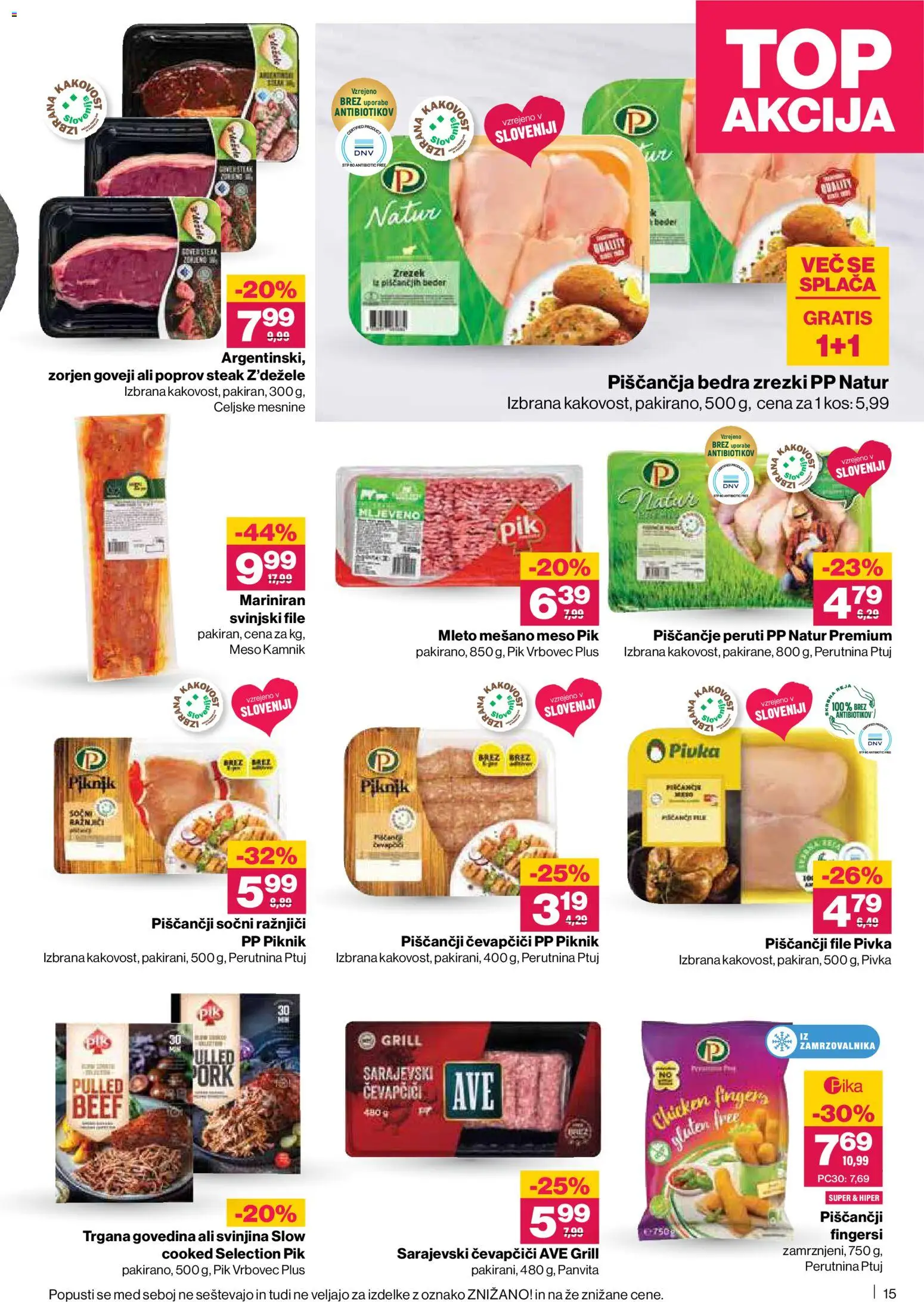 Novi Mercator katalog ponudbe – veljaven od 09.04.2026 | Stran: 15 | Izdelki: Čevapčiči, Kos, Zrezki, Grill
