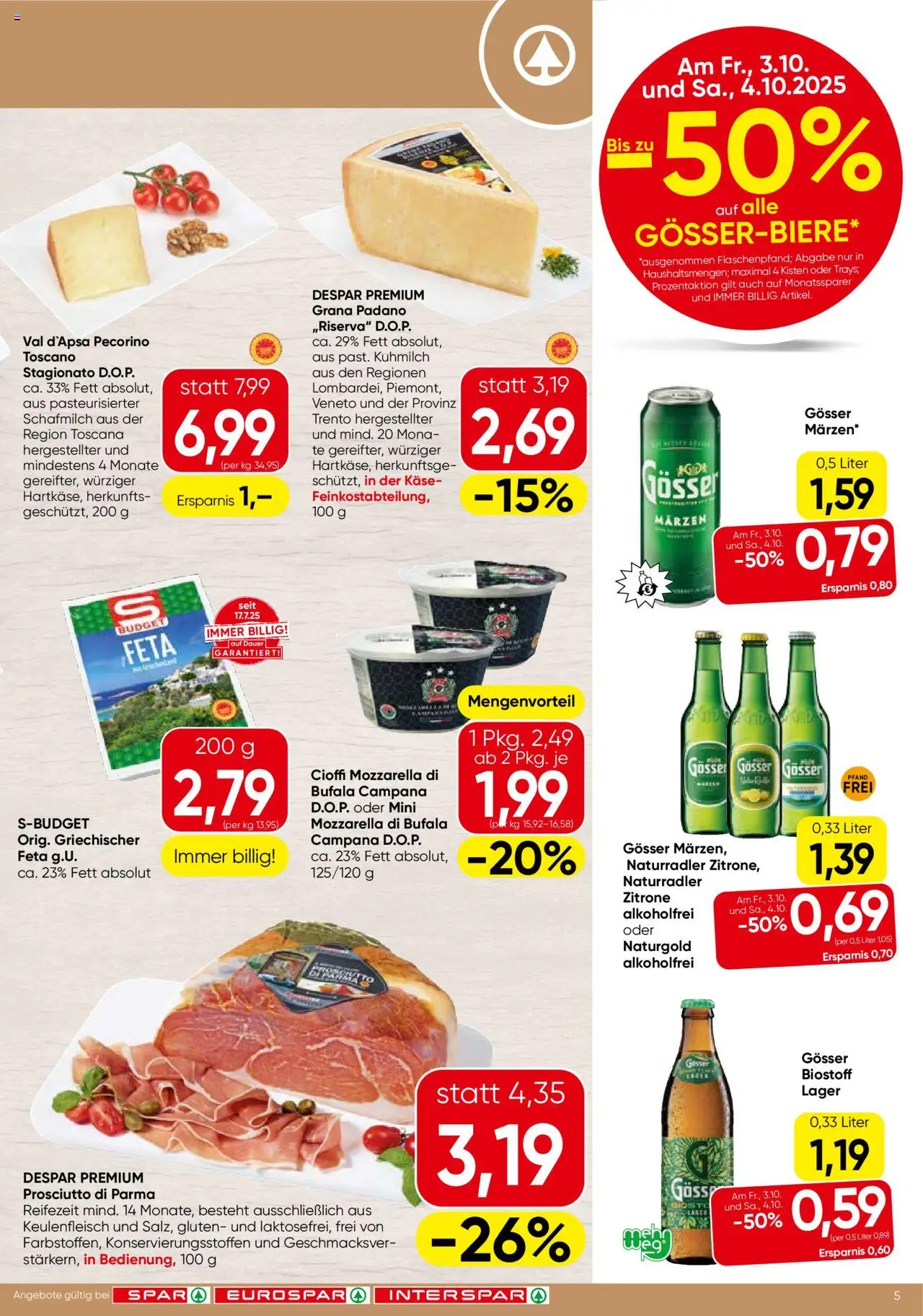 Spar Flugblatt - Wien gültig ab 02.10.2025 | Seite: 5 | Produkte: Zitrone, Käse
