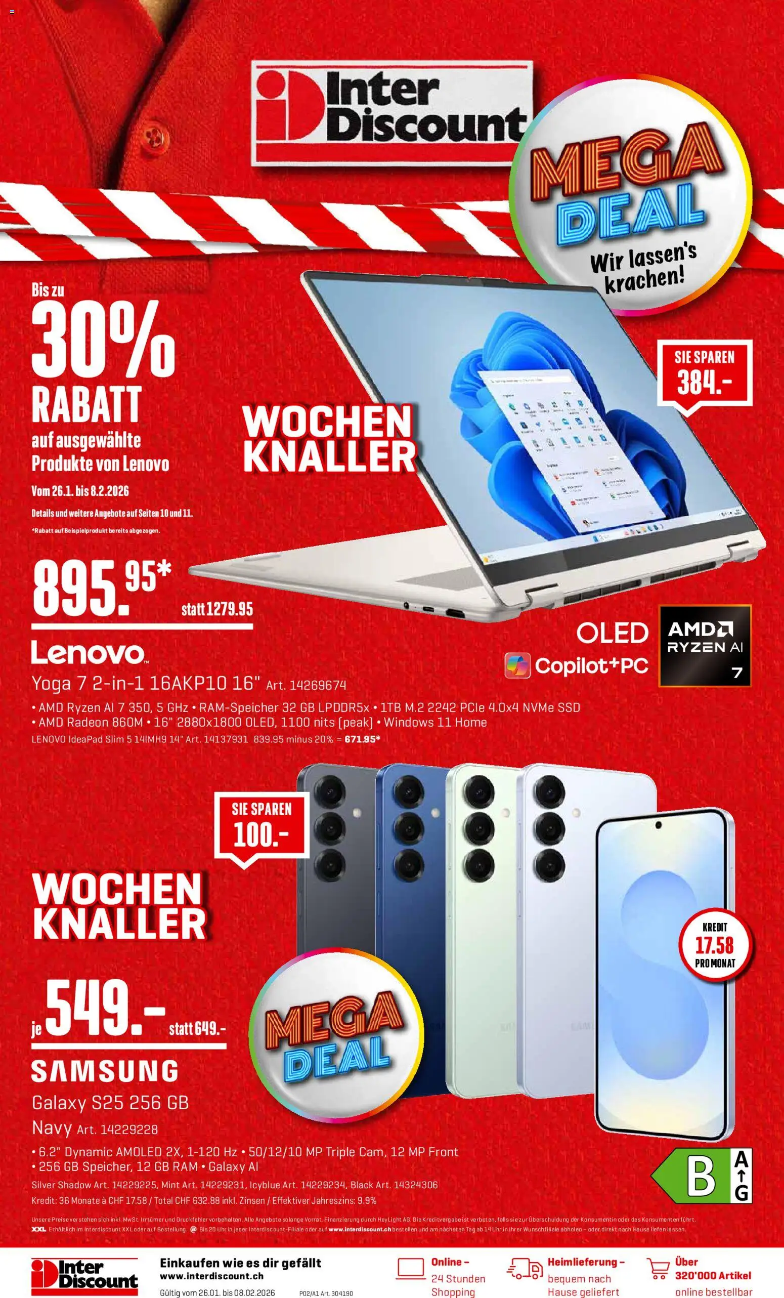 Interdiscount Aktionen – gültig ab 26.01.2026 | Seite: 1 | Produkte: Uhr, Samsung, Lenovo