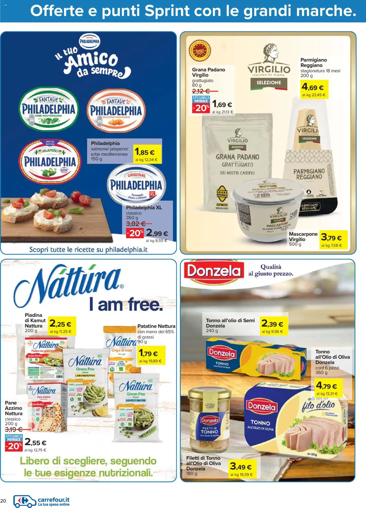 Volantino Carrefour del 02.12.2025 | Pagina: 20 | Prodotti: Salmone, Patatine, Grana Padano, Parmigiano reggiano