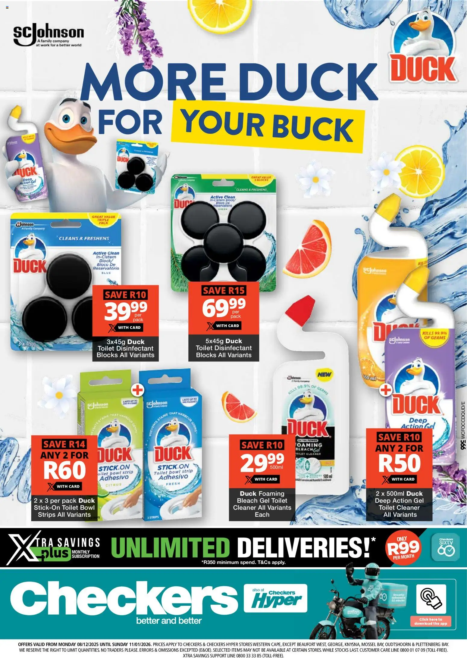 New Checkers catalogue – valid from 08.12.2025 | Page: 1 | Products: Bowl, Disinfectant, Bleach, Cistern