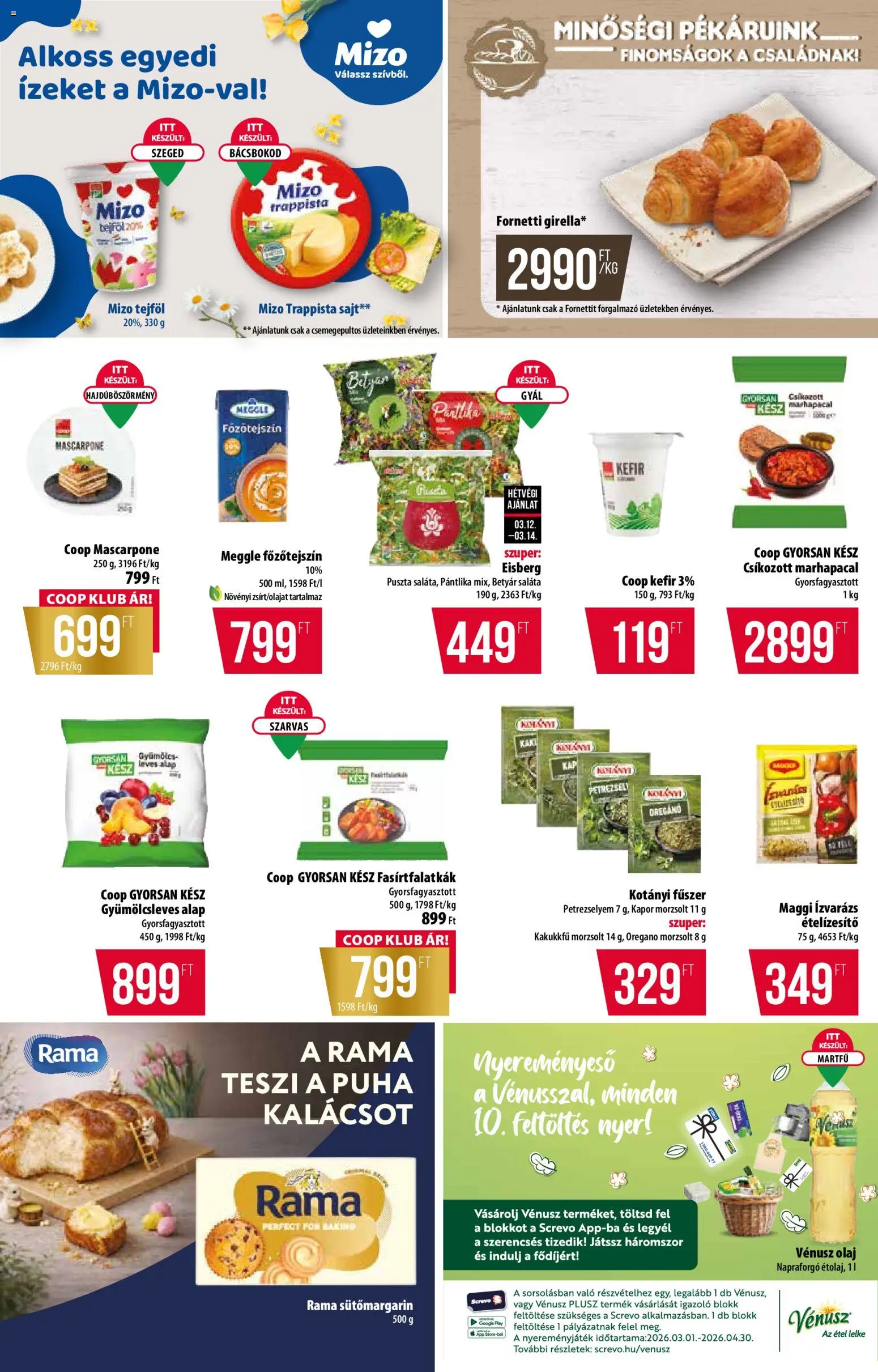 COOP akciós ujság - amely érvényes a következő dátumtól: 12.03.2026 | Oldal: 6 | Termékek: Oregánó, Tejföl, Trappista sajt, Saláta