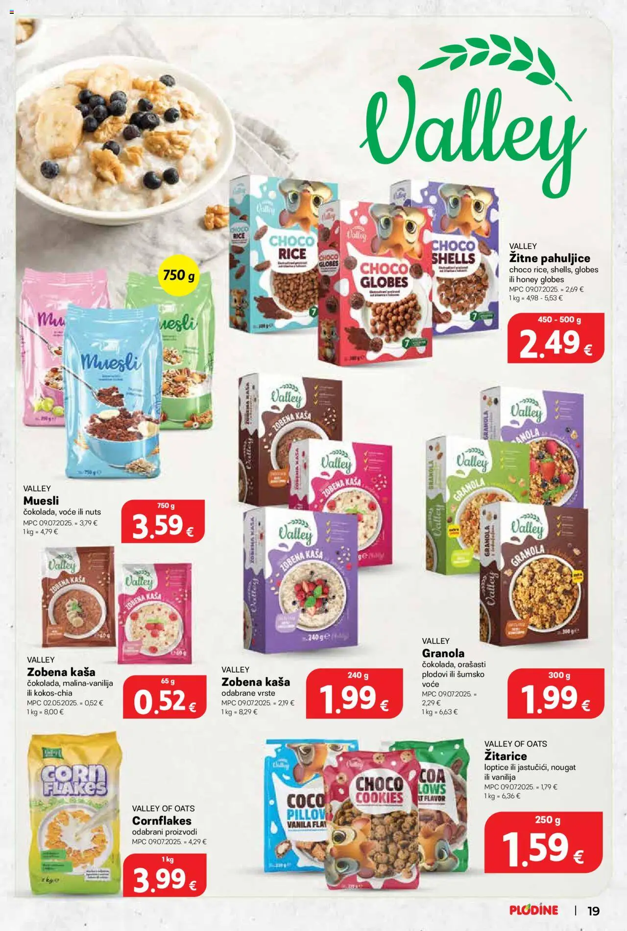 Plodine katalog | vrijedi od 22.10.2025 | Stranica: 19 | Proizvodi: Žitarice, Pahuljice, Voće