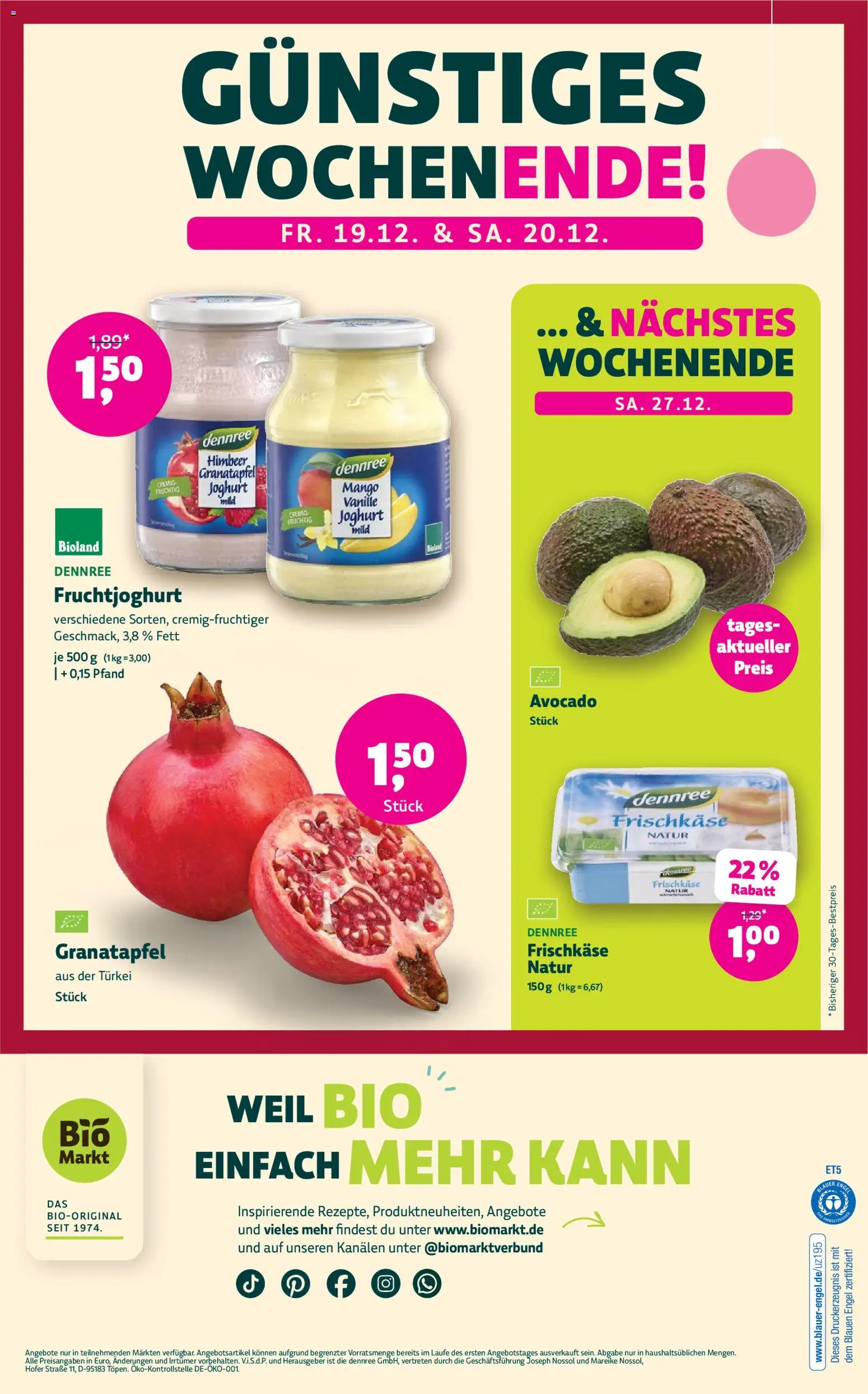 BioMarkt Prospekt – gültig ab 17.12.2025 | Seite: 16 | Produkte: Granatapfel, Joghurt, Fruchtjoghurt, Frischkase
