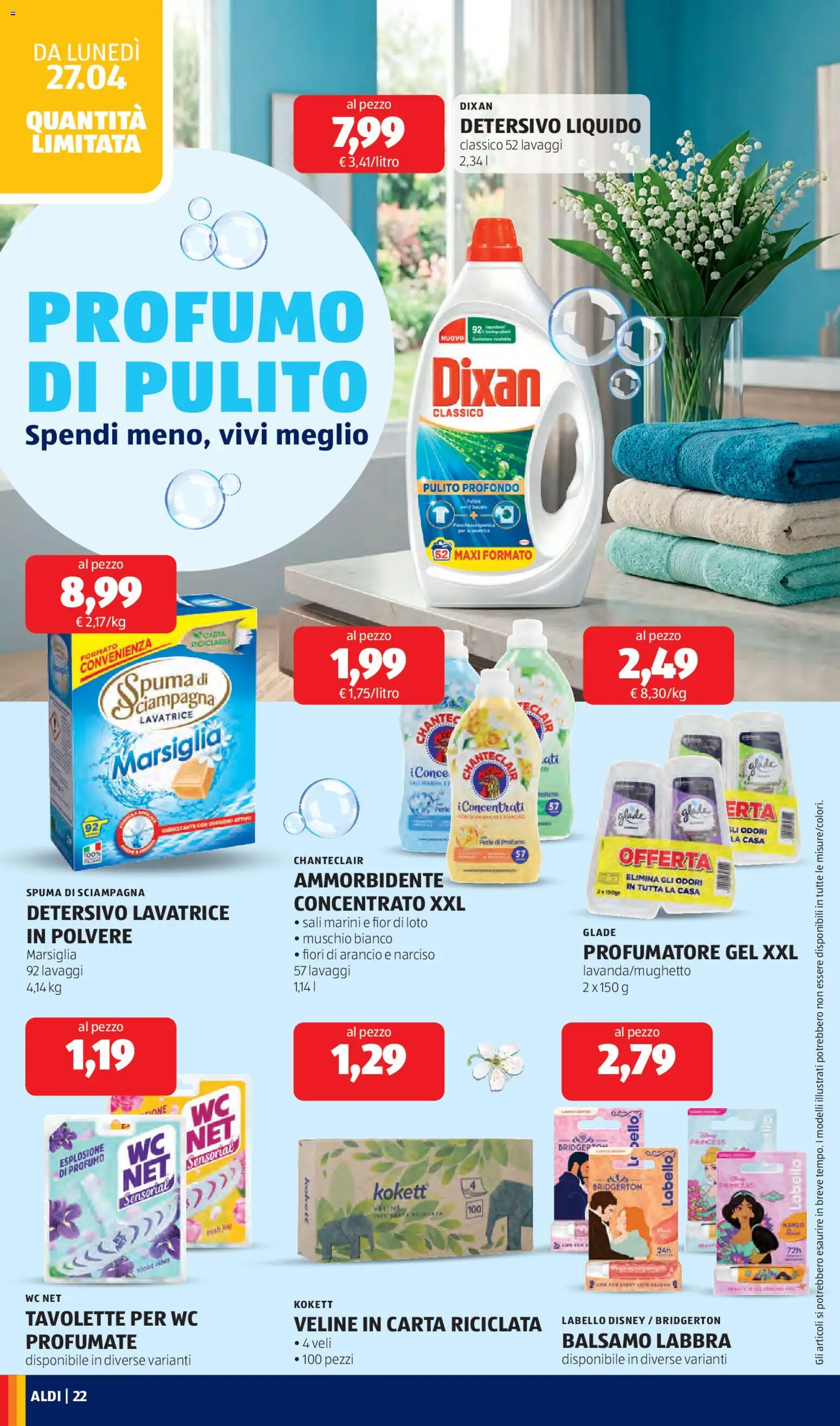 Volantino Aldi del 27.04.2026 | Pagina: 22 | Prodotti: Ammorbidente, Mango, WC, Profumo
