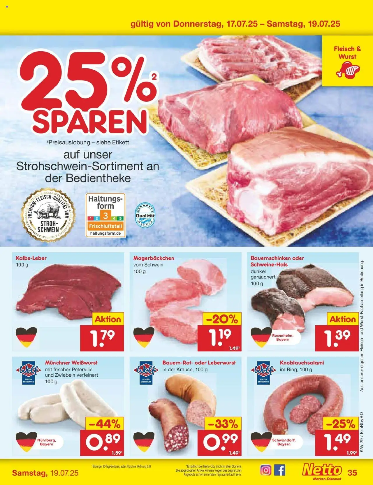 Netto Marken-Discount prospekt Ergolding	 - gültig ab dem 13.07.2025 | Seite: 53 | Produkte: Kalbsleber, Wurst, Salami, Fleisch