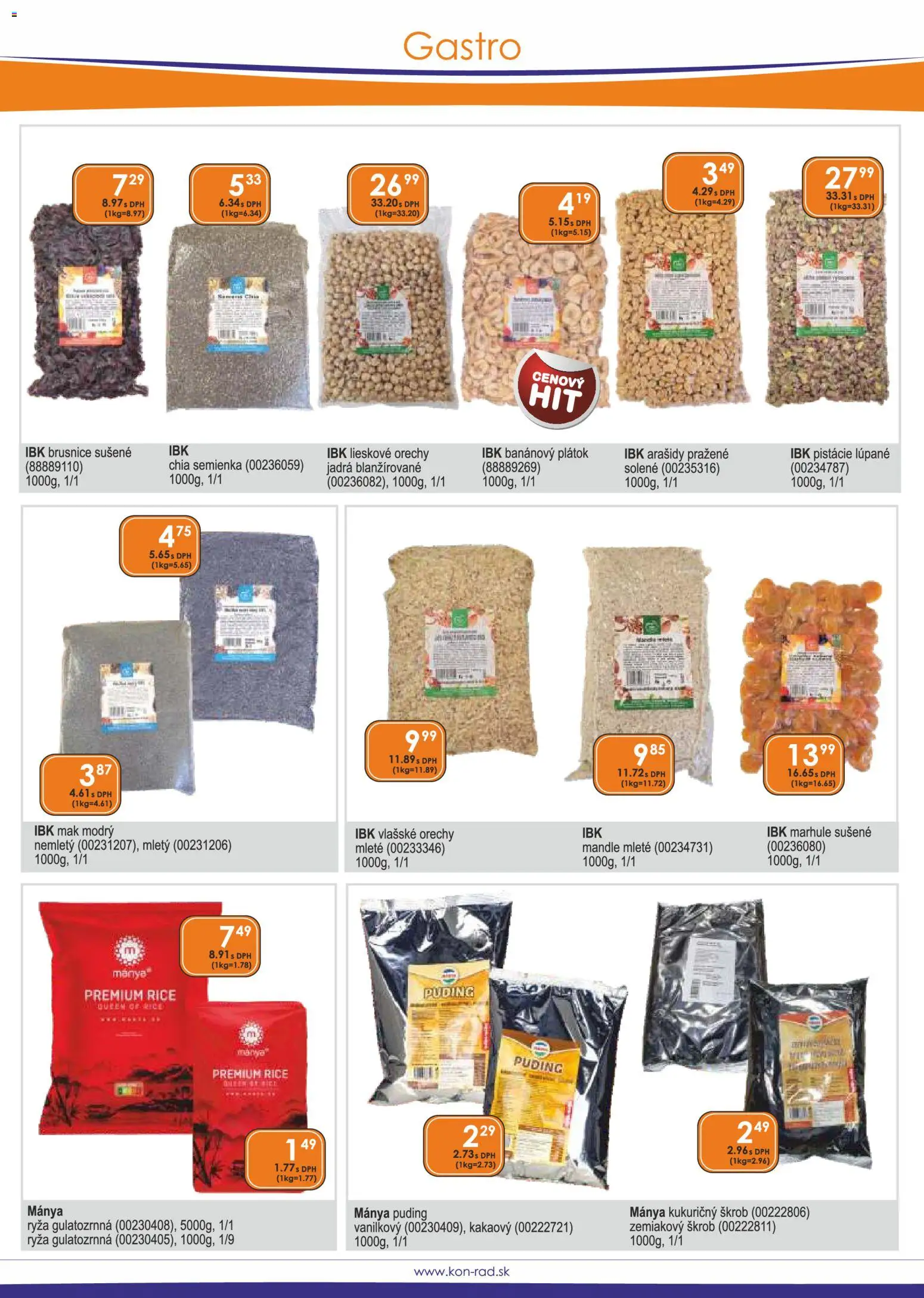 Nové KON - RAD akcie – leták je platný od 01.02.2026 | Strana: 29 | Produkty: Ryža, Puding, Pistácie, Marhule