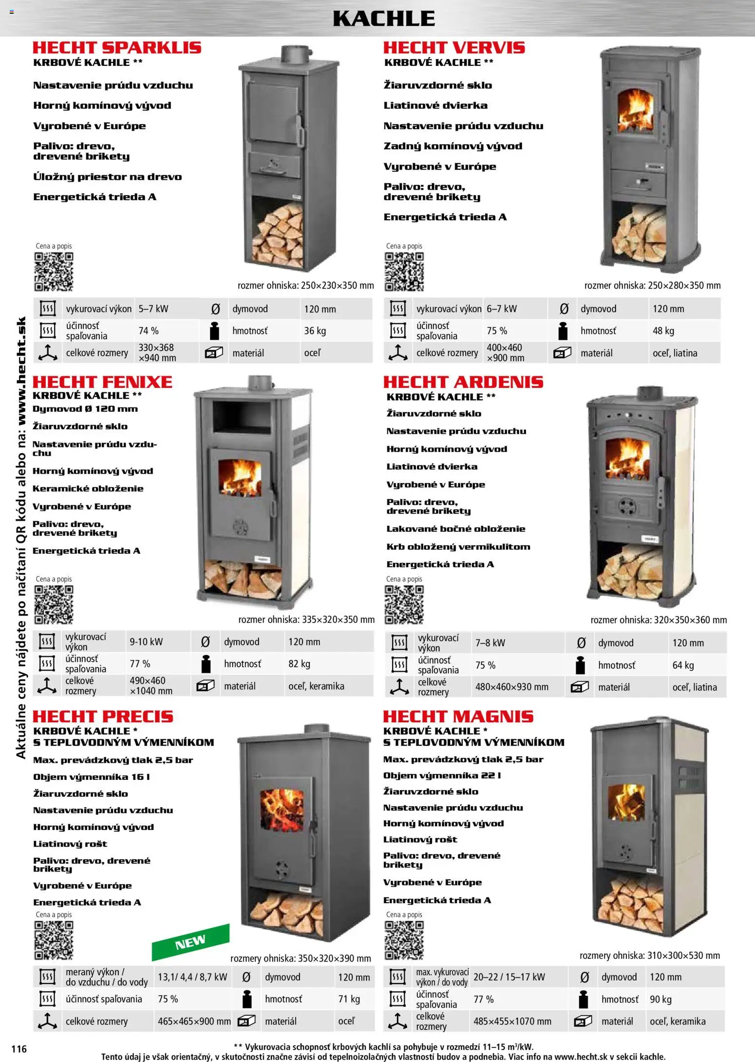 Nové Hecht akcie – leták je platný od 30.10.2025 | Strana: 116 | Produkty: Krbové kachle, Kachle, Brikety