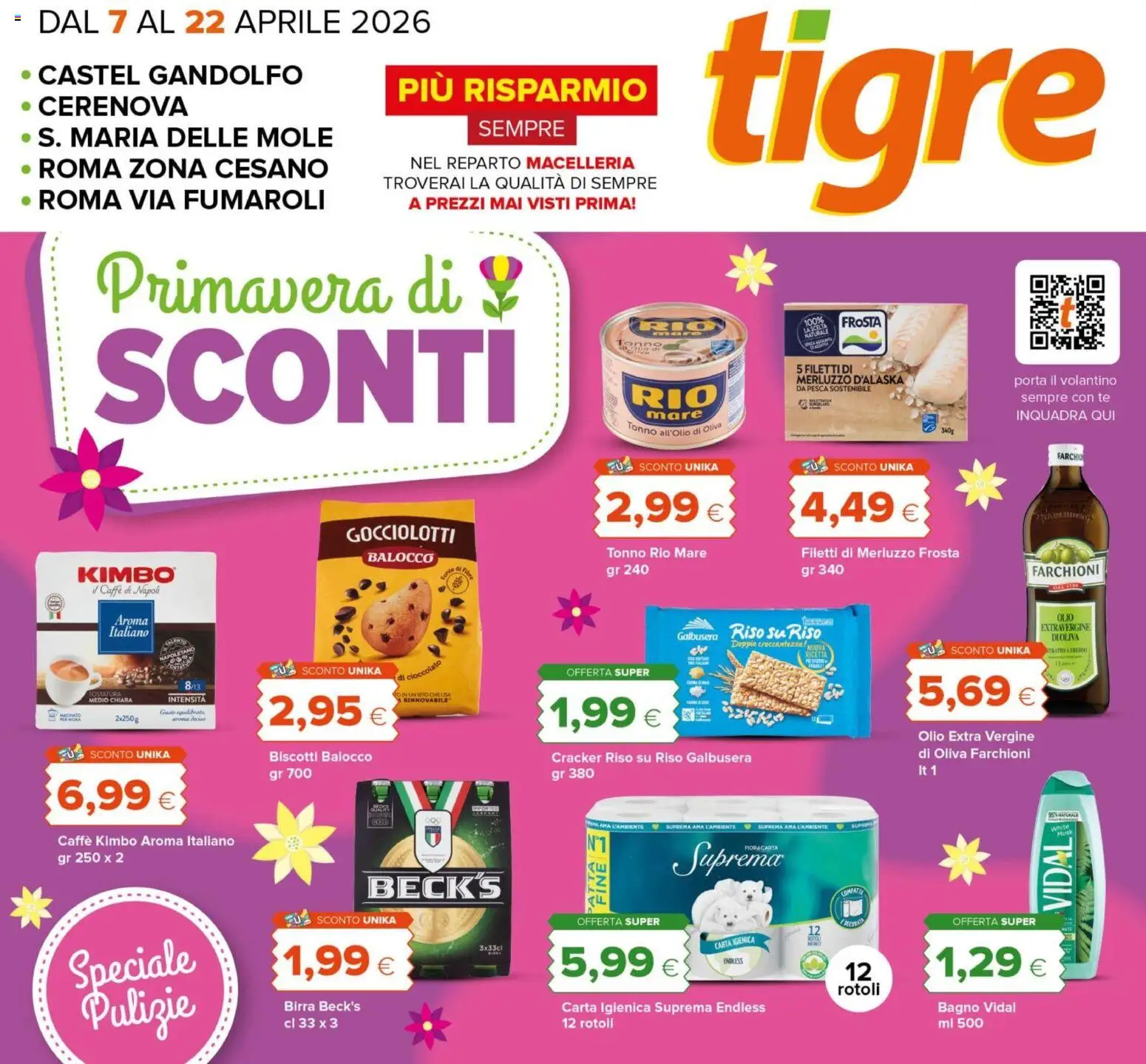 Volantino Tigre del 07.04.2026 | Pagina: 1 | Prodotti: Cioccolato, Birra, Bagno, Macinato