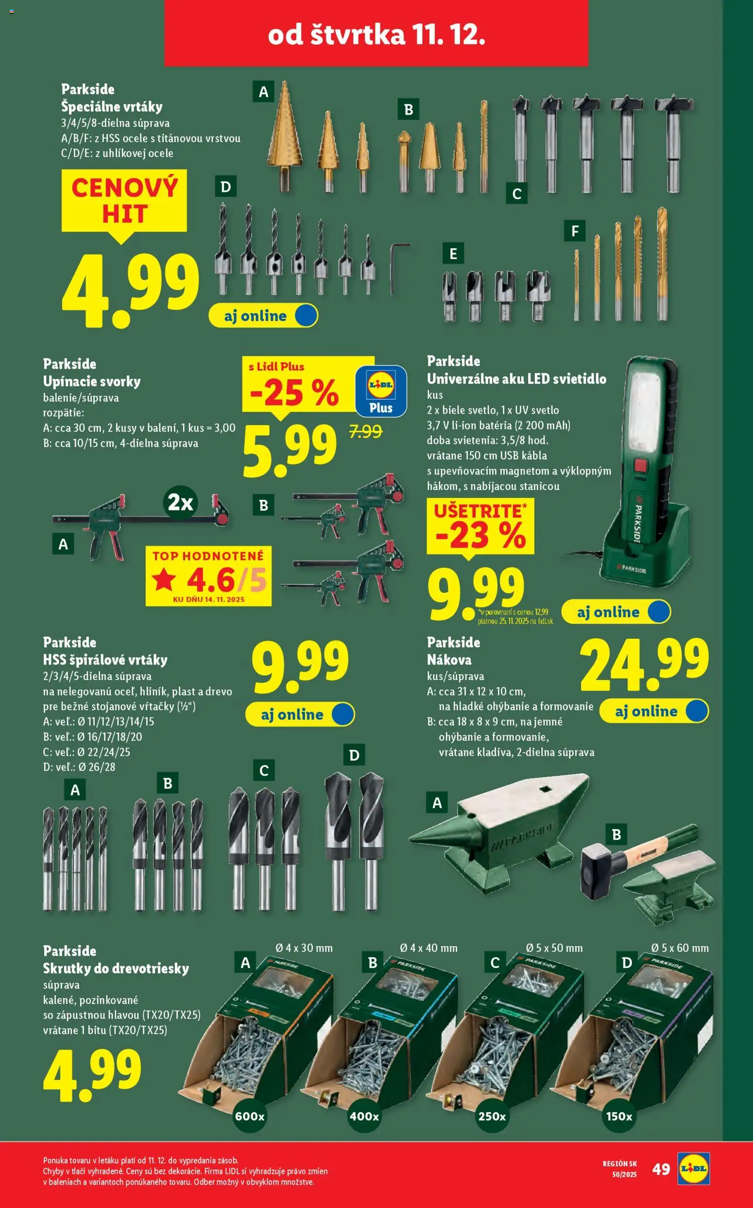 Nové Lidl akcie – leták je platný od 08.12.2025 | Strana: 88 | Produkty: Svetlo, Aku, Svietidlo, Parkside