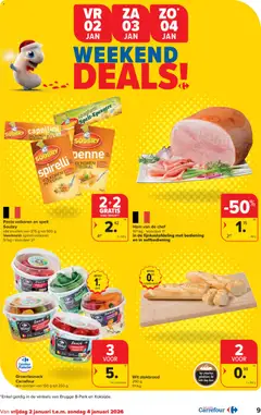 Carrefour folder - Voorbeeld van een folder van Carrefour, geldig van 02.01.2026 | Pagina: 9 | Producten: Ham, Pasta, Komkommers, Stokbrood