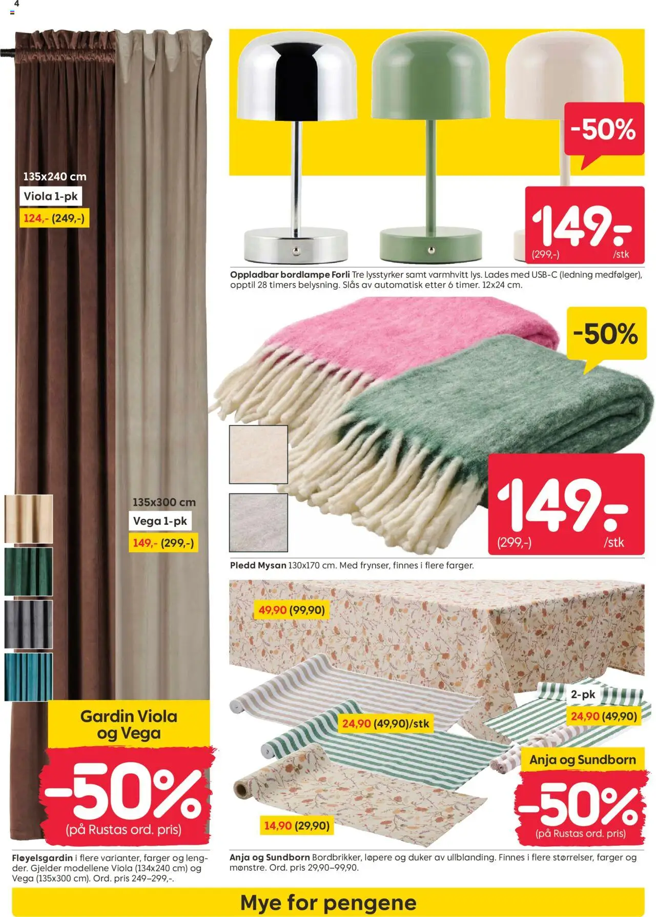  | Side: 4 | Produkter: Ledning, Pledd, Duker, Jeux