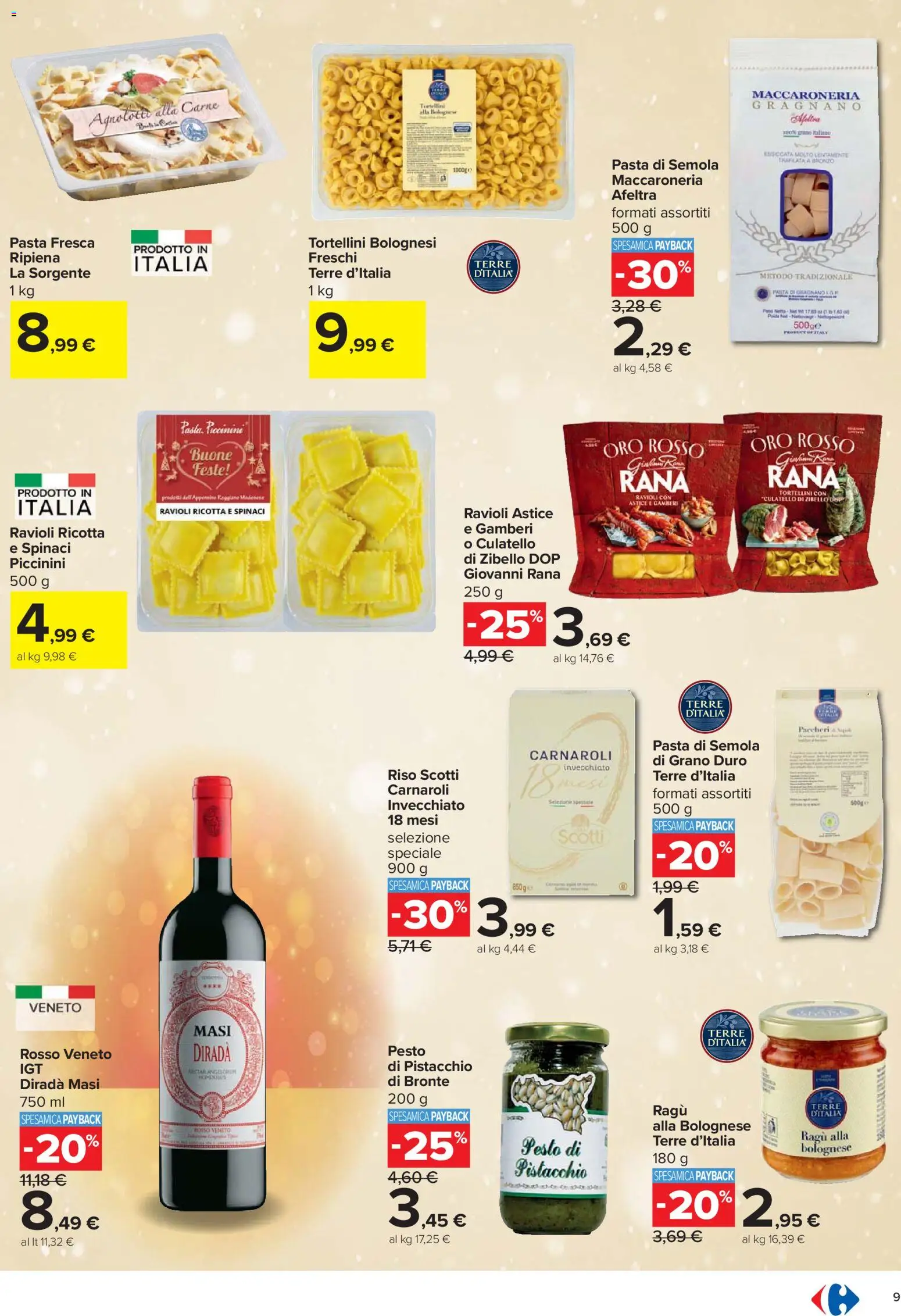 Volantino Carrefour del 27.11.2025 | Pagina: 9 | Prodotti: Riso, Pasta, Ravioli, Paccheri