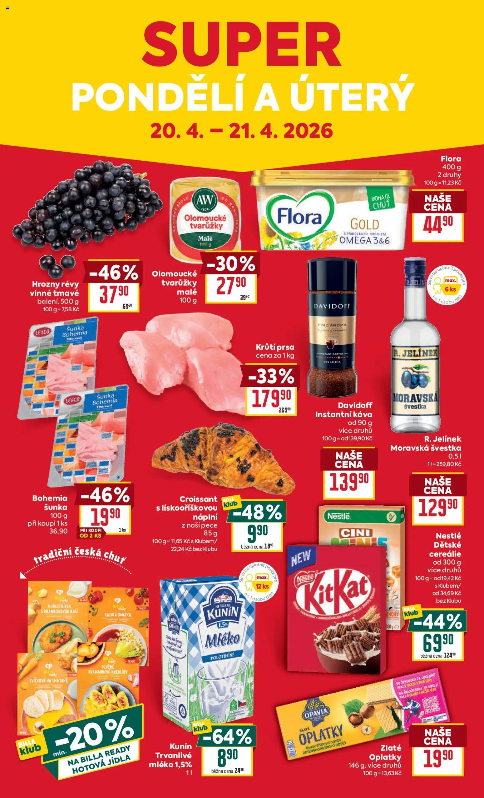 Billa Velký leták od 15.04.2026 | Strana: 28 | Produkty: Cereálie, Omega, Croissant, Jelínek