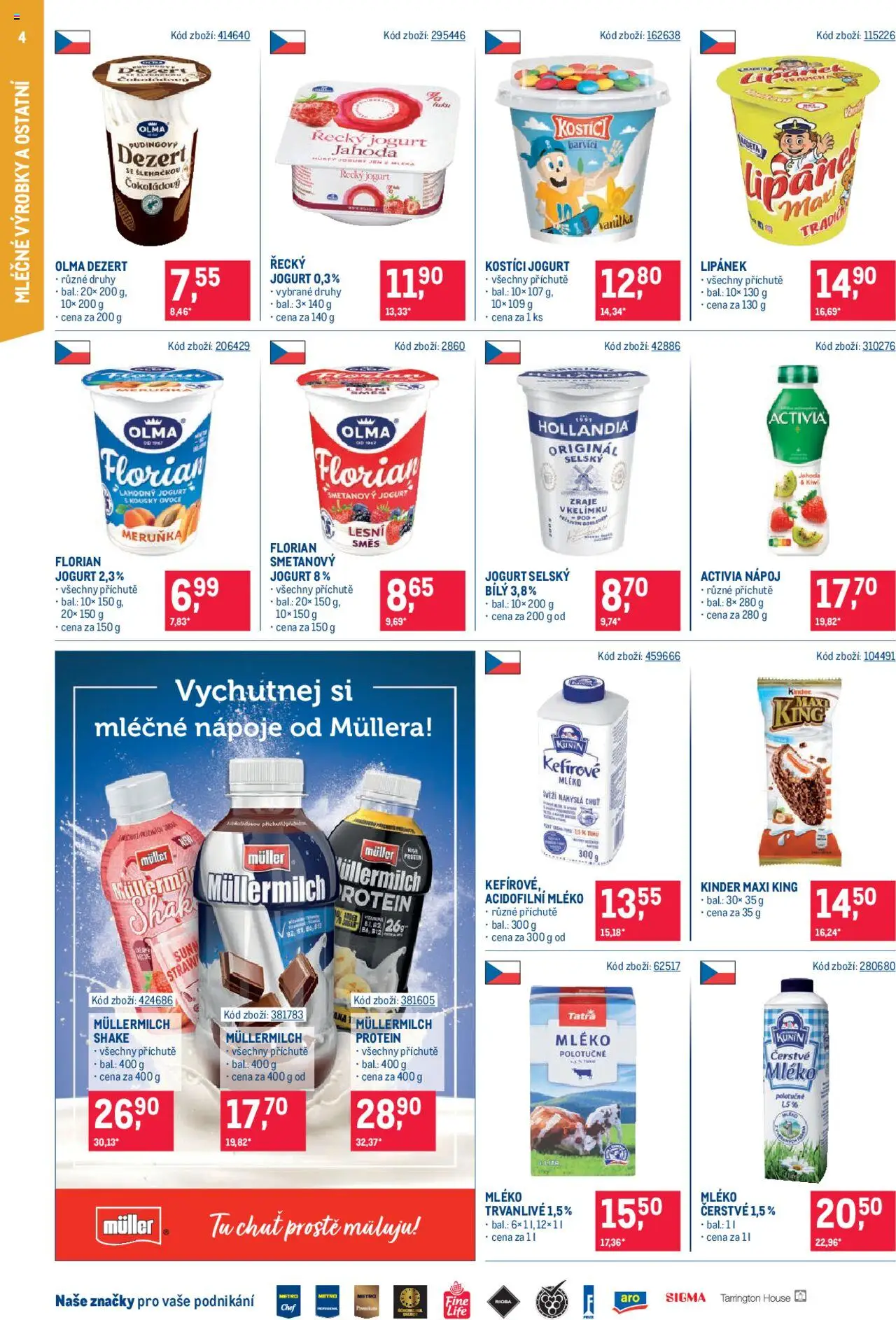 Makro leták - Maloobchod od 18.06.2025 | Strana: 4 | Produkty: Řecký jogurt, Kefír, Hollandia, Protein