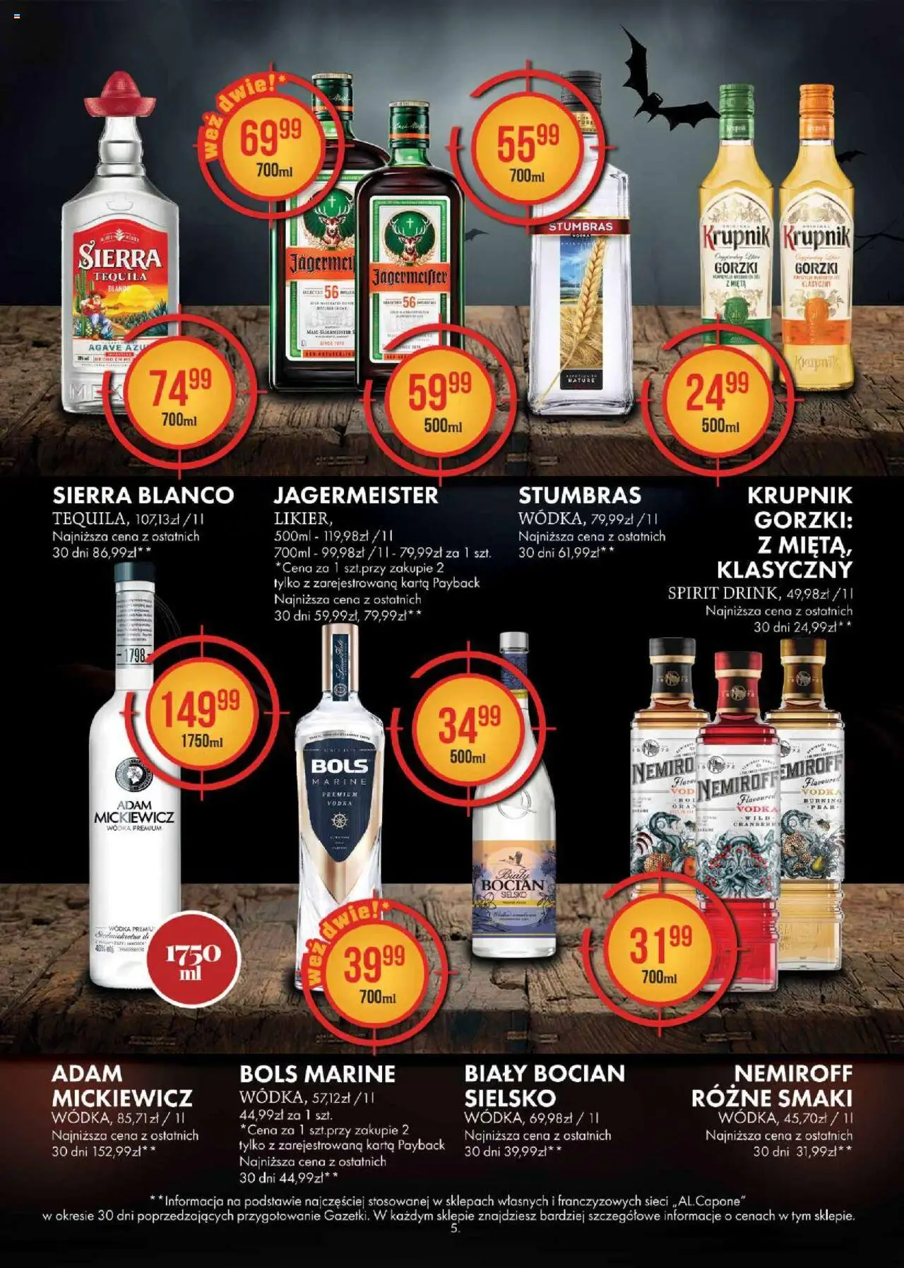 Al.Capone Gazetka od 13.10.2025 | Strona: 5 | Produkty: Karta, Jagermeister, Vodka, Wódka