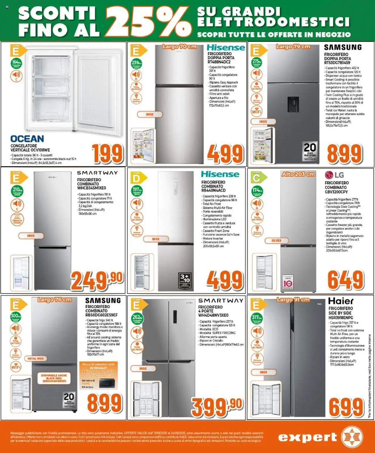 Volantino Expert del 11.09.2025 | Pagina: 3 | Prodotti: Acqua, Congelatore, Frigorifero combinato, Samsung