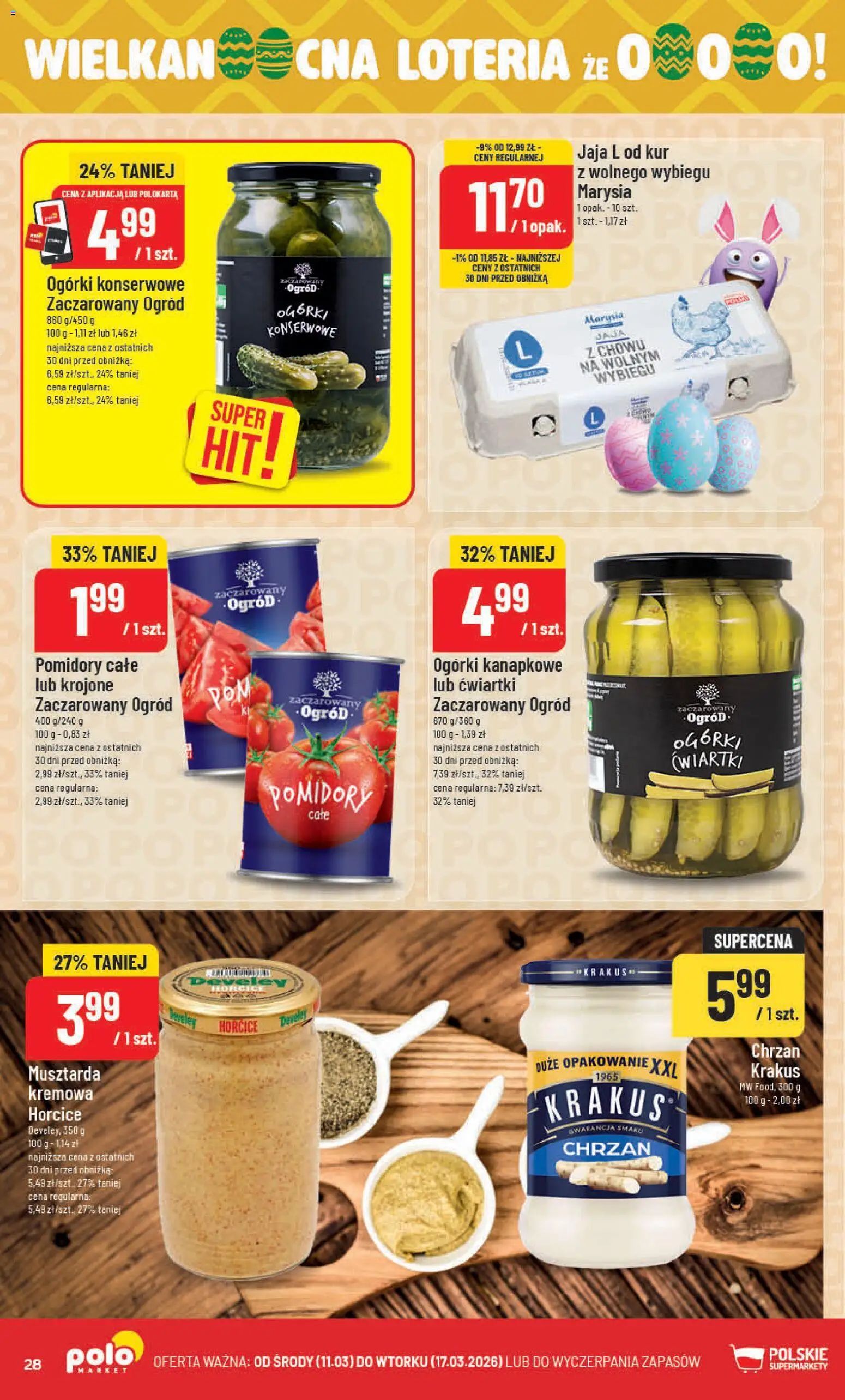 POLOmarket gazetka od 11.03.2026 | Strona: 28 | Produkty: Pomidory, Ogórki, Jaja, Ogórki konserwowe