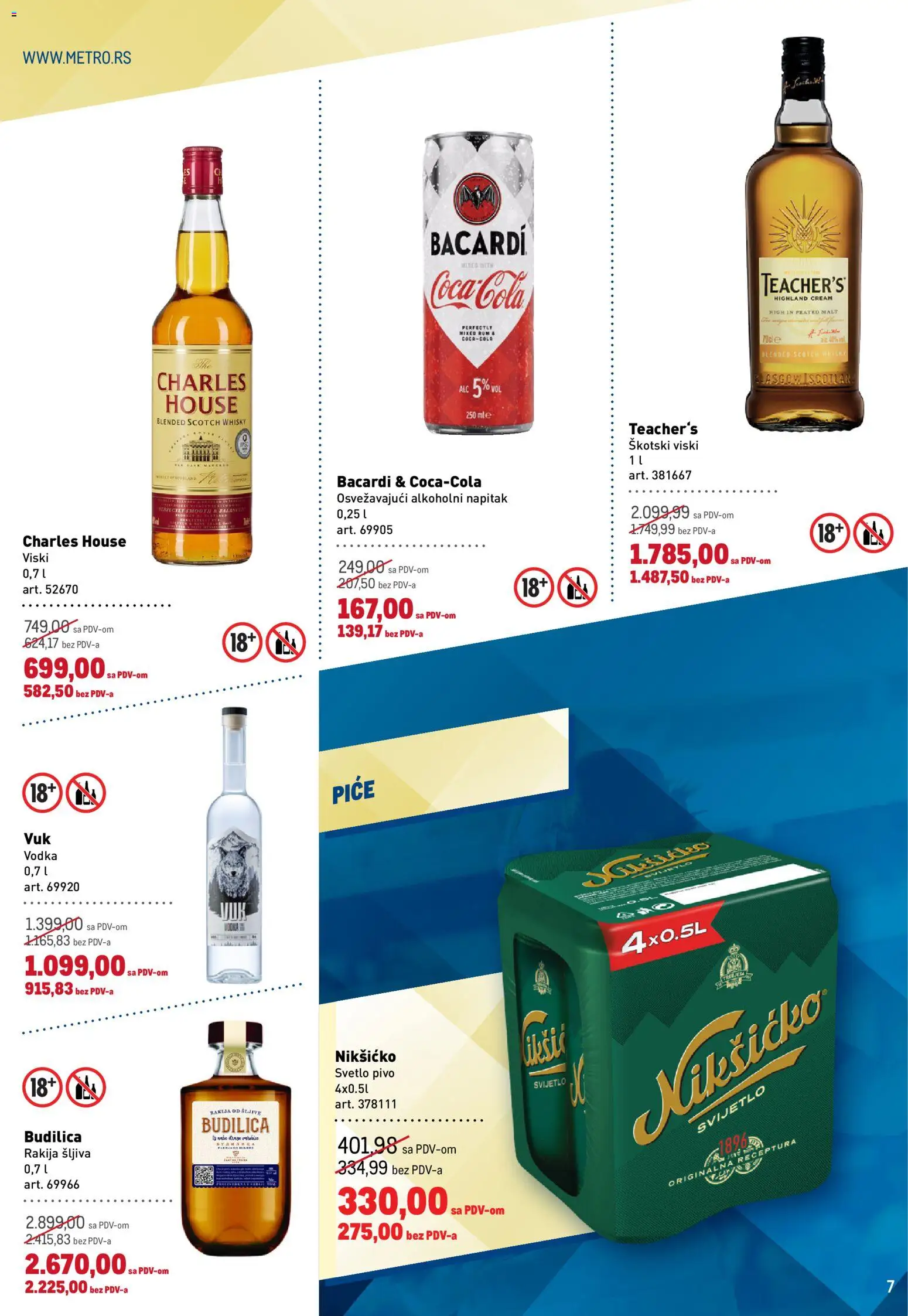 Metro katalog - važi od 08.01.2026 | Strana: 7 | Proizvode: Rakija, Vodka, Šljiva, Pivo