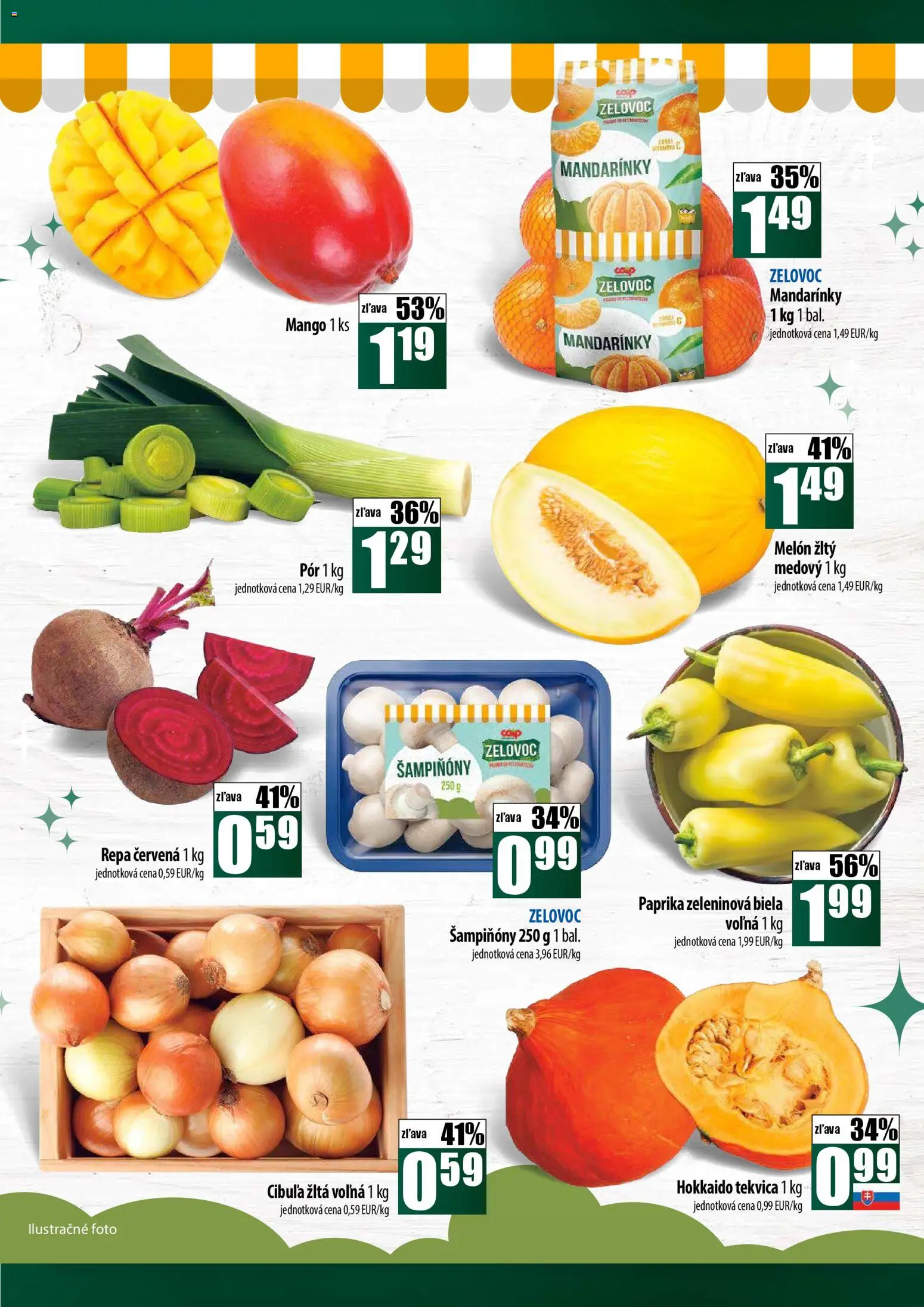 Nové COOP Jednota akcie – leták je platný od 27.11.2025 | Strana: 3 | Produkty: Paprika, Mandarinky, Cibuľa, Melón