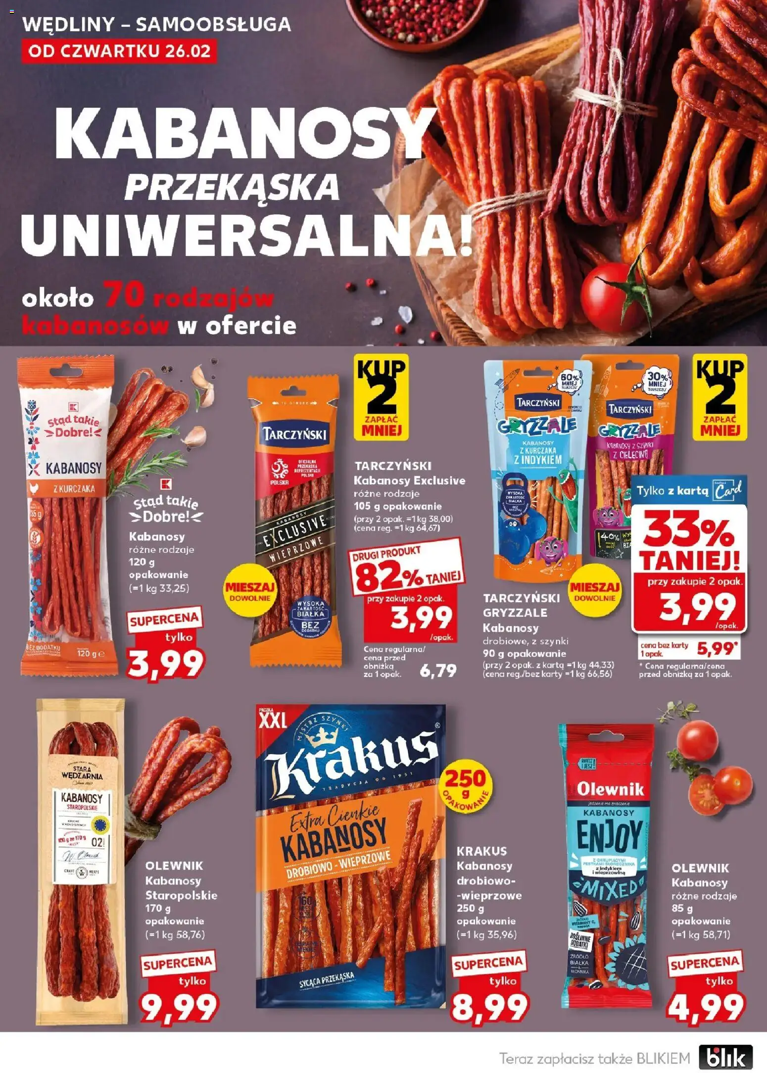 Kaufland gazetka - Mocny start od 02.03.2026 | Strona: 18 | Produkty: Karta, Kabanosy z kurczaka, Kabanosy, Wieprzowina