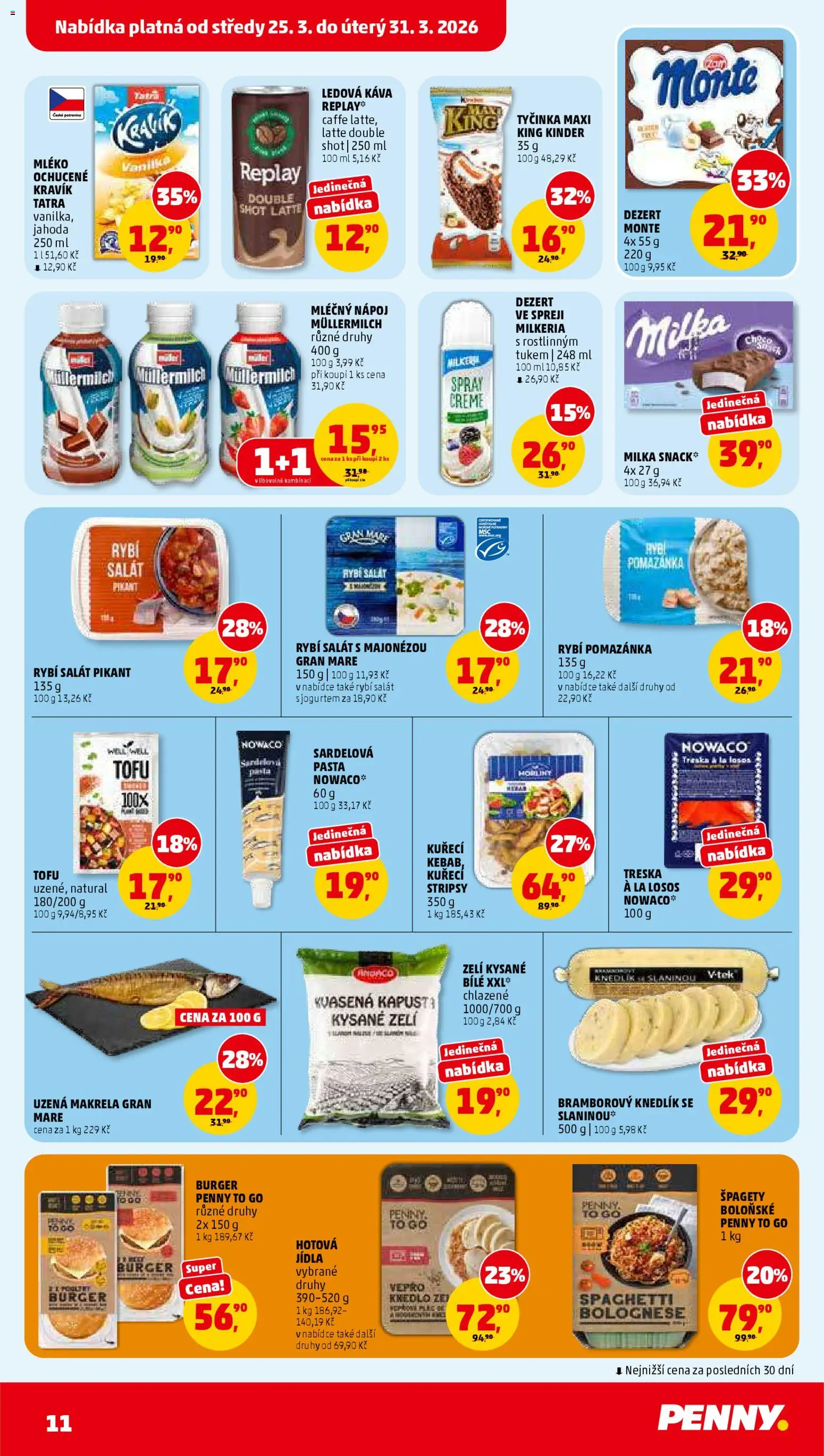 Penny Market leták od 25.03.2026 | Strana: 11 | Produkty: Burger, Bramborový knedlík, Káva, Kysané zelí