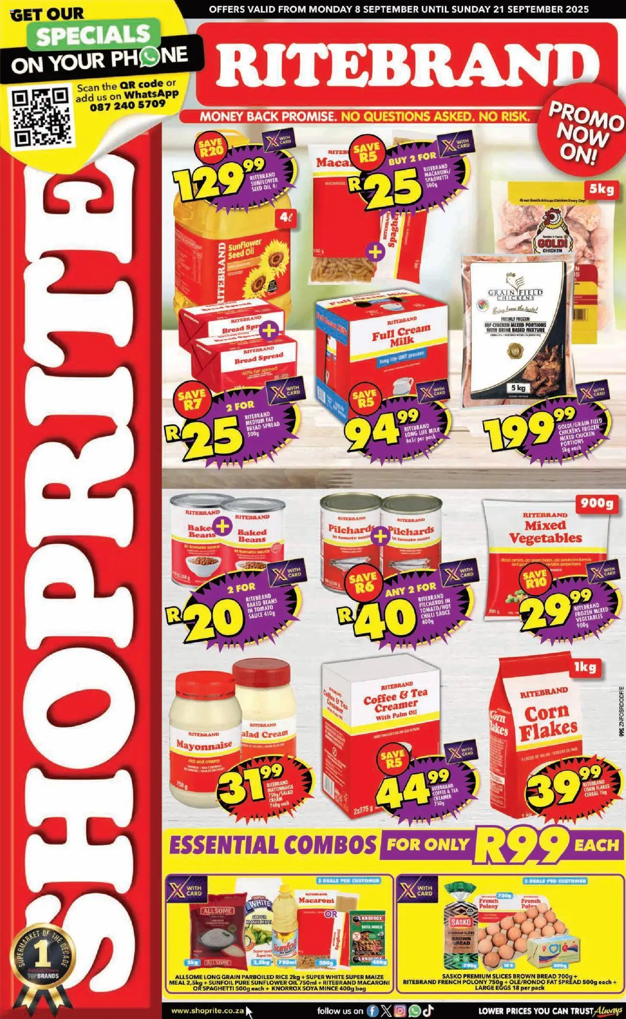 New Shoprite catalogue – valid from 08.09.2025 | Page: 1 | Products: Baked beans, Oil, Vegetables, Chilli