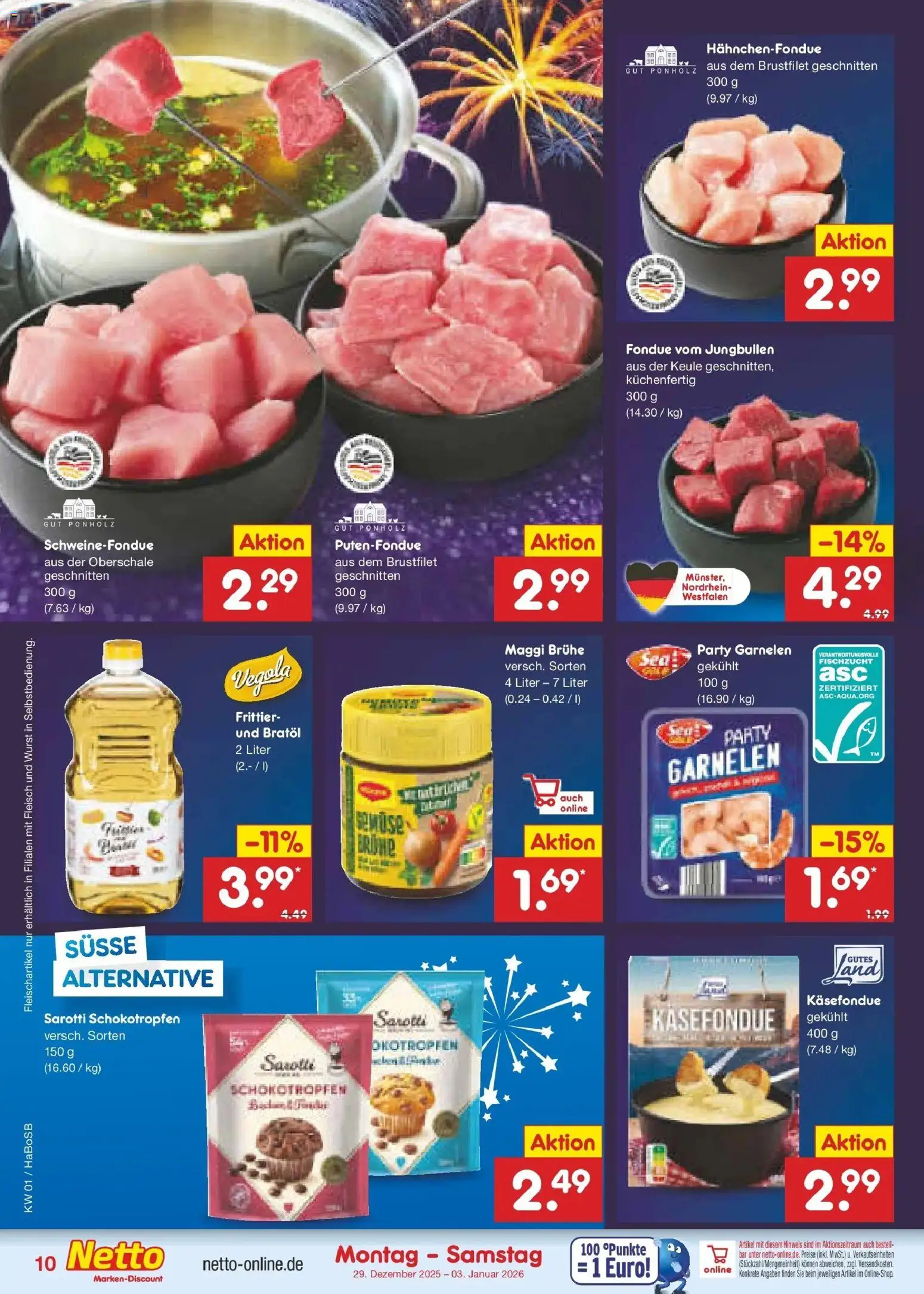 Netto Marken-Discount prospekt Stadtlohn	 – gültig ab 28.12.2025 | Seite: 10 | Produkte: Garnelen, Wurst, Fondue, Fleisch