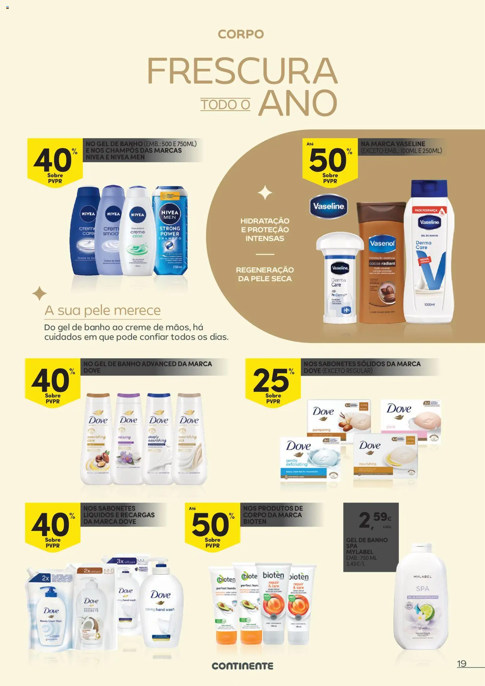 Continente - Festeje o Ano em beleza │ válido de 09.12.2025 | Página: 19 | Produtos: Shampoo, Gel de banho, Banho, Creme