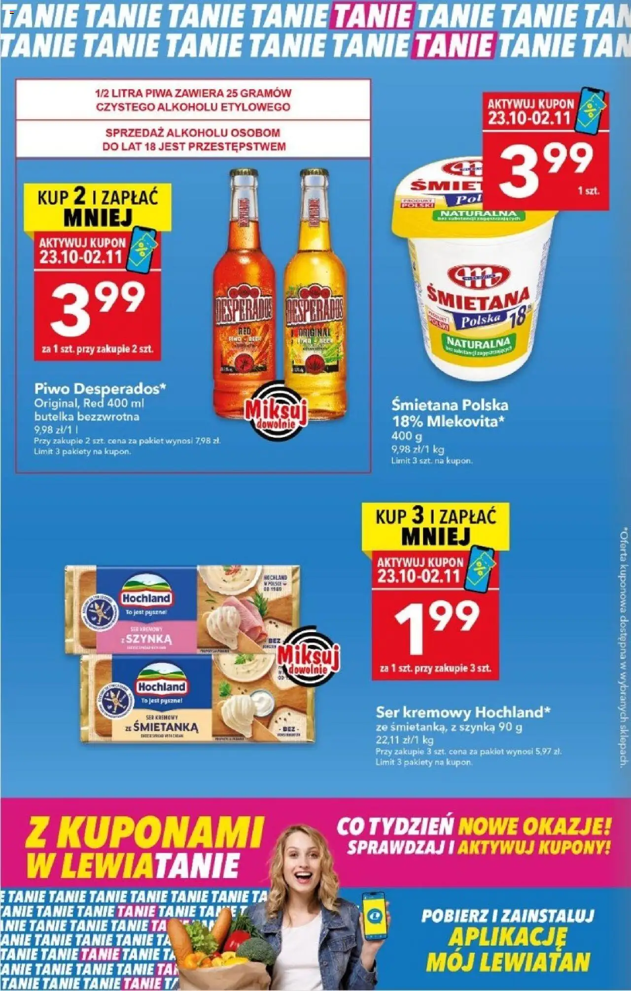 Lewiatan gazetka - Z Kuponami w Lewiatanie od 23.10.2025 | Strona: 2 | Produkty: Szynka, Ser, Piwo, Śmietana