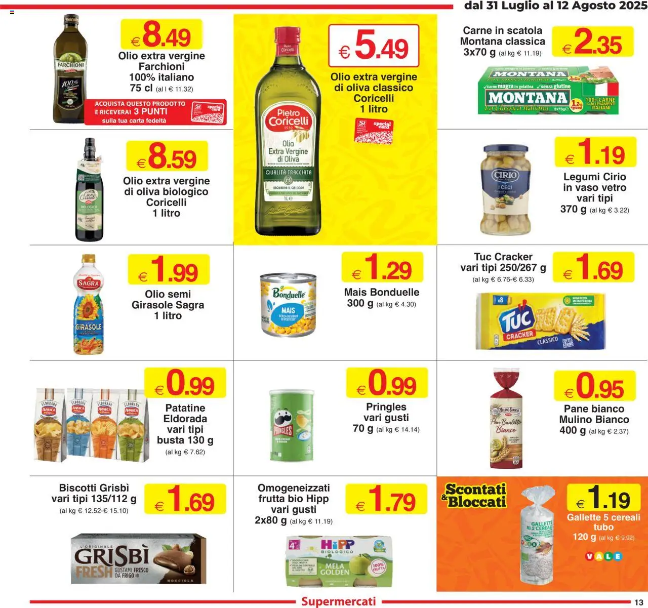 Volantino Sì con Te del 31.07.2025 | Pagina: 13 | Prodotti: Cereali, Olio, Tubo, Olio extra vergine