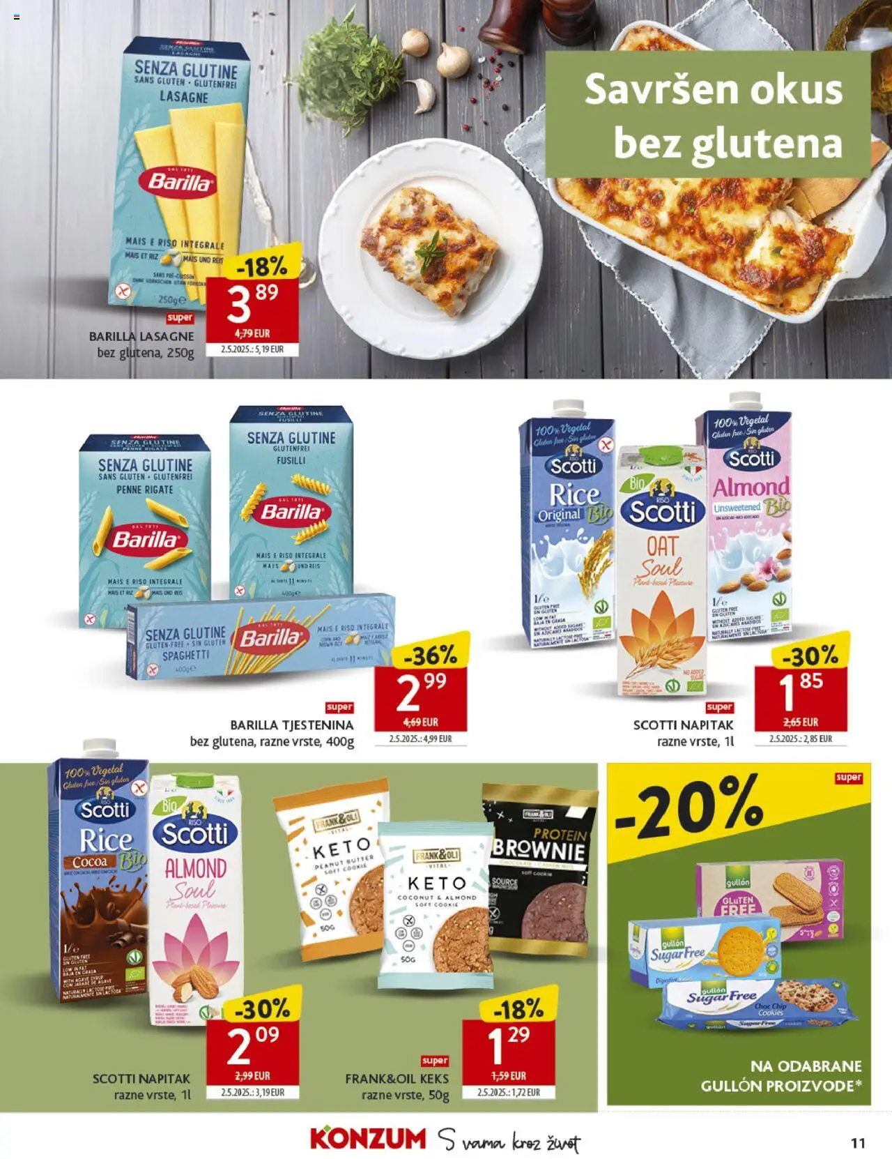 Konzum HR akciós ujság - amely érvényes a következő dátumtól: 10.09.2025 | Oldal: 11 | Termékek: Protein, Penne, Lasagne, Brownie