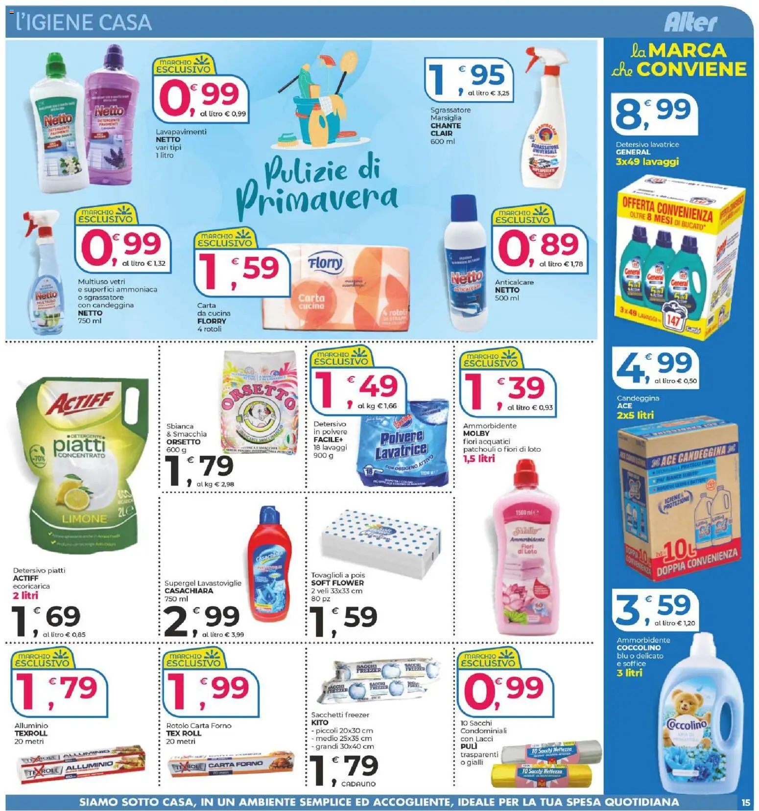 Volantino Alter Discount del 13.03.2026 | Pagina: 15 | Prodotti: Pile, Tè, Sgrassatore, Carta forno