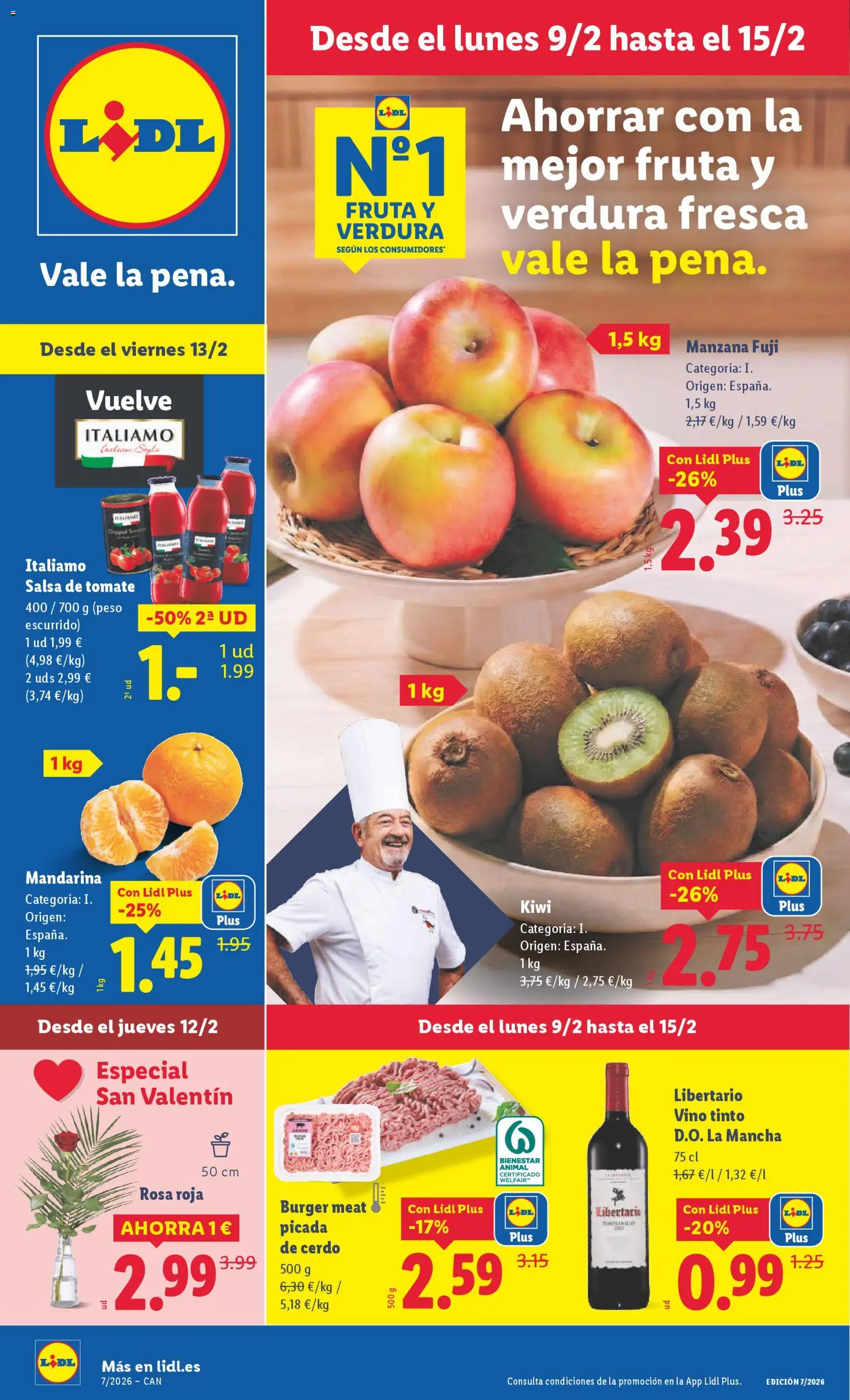 Lidl - Canarias │ válido desde el 09.02.2026 | Página: 1 | Productos: Cerdo, Salsa de tomate, Kiwi, Peso