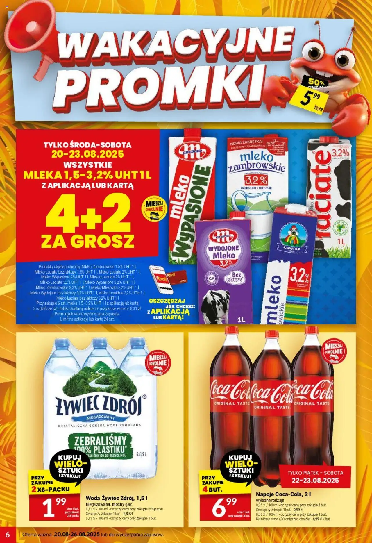 Twój Market Gazetka od 20.08.2025 | Strona: 6 | Produkty: Napoje, Woda źródlana, Mleko, Mleko łowickie