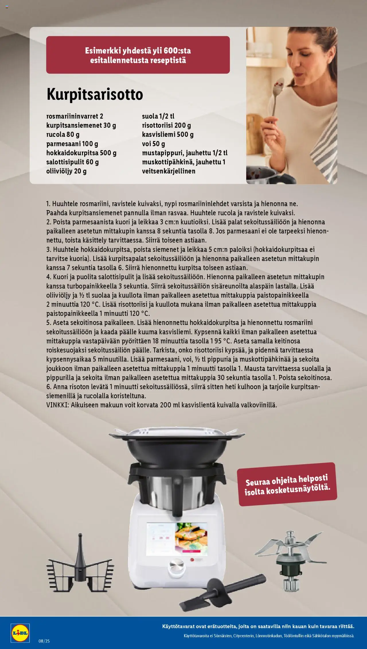  | Sivu: 4 | Tuotteet: Rucola, Kasvisliemi, Oliiviöljy, Voi