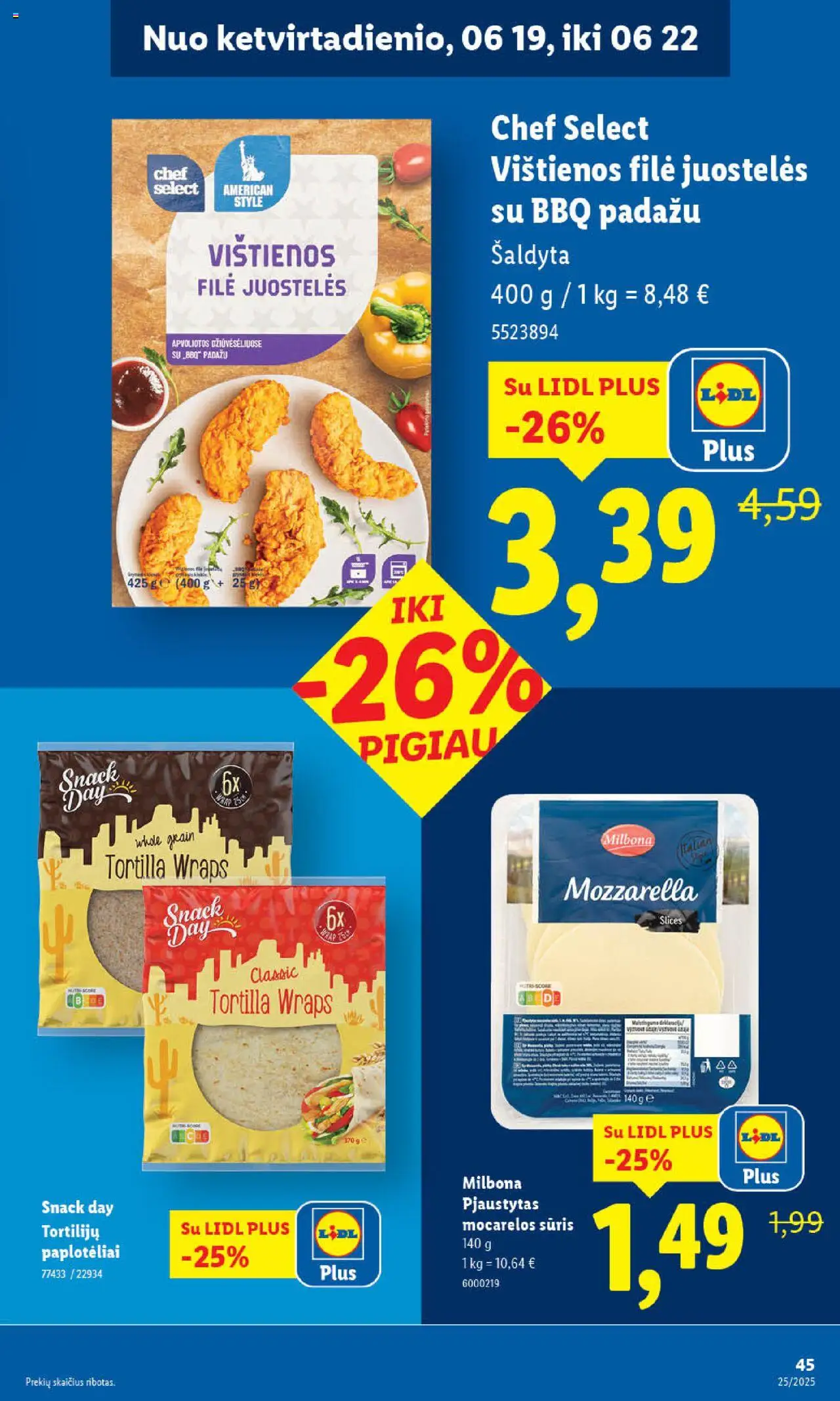 LIDL leidinys│galioja nuo 16.06.2025 | Puslapis: 45 | Prekių: Vištienos, Sūris